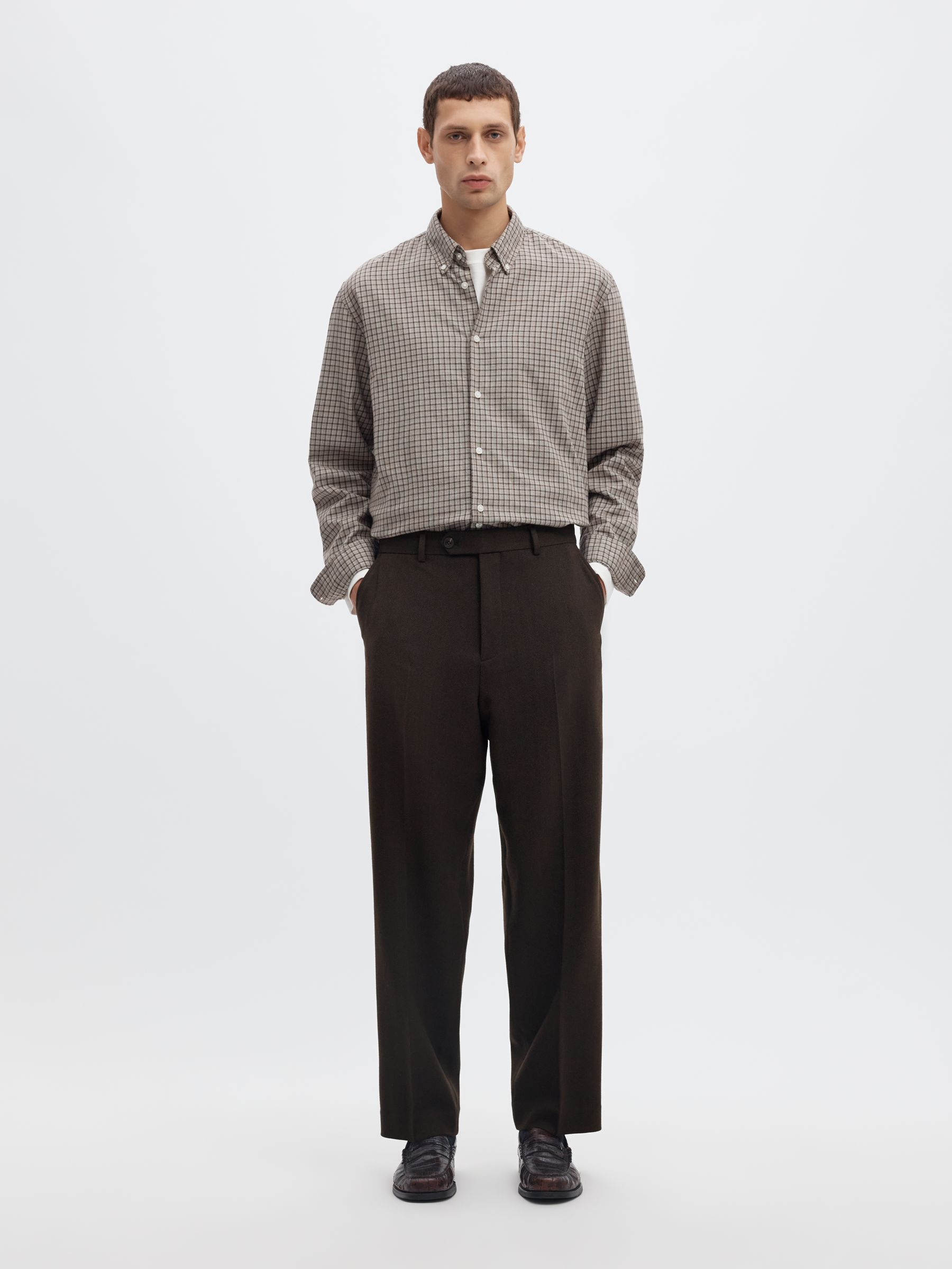 RELAXED WOOL BLEND SUIT TROUSERS