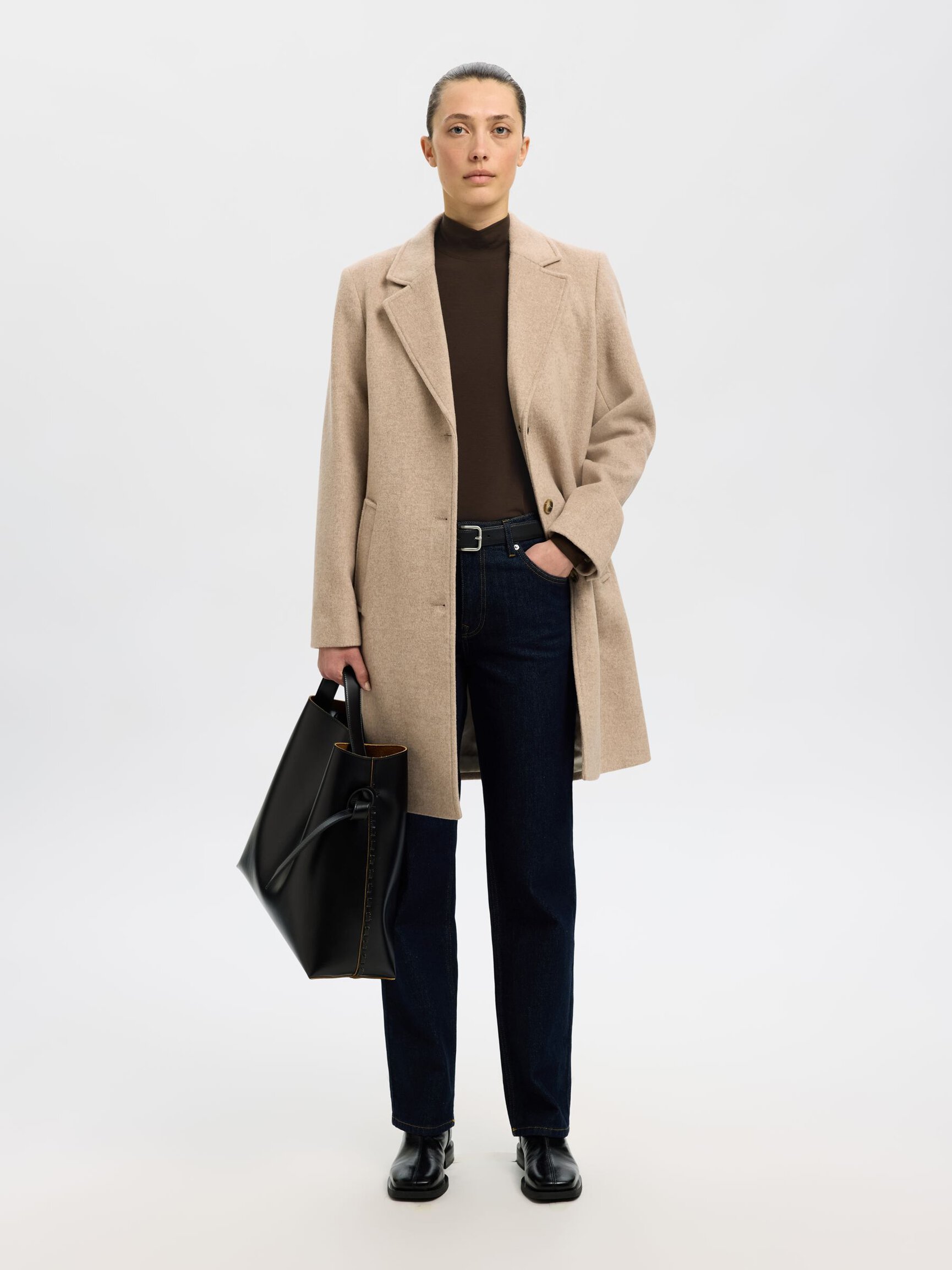 BASIC HOGE HALS TOP MET LANGE MOUWEN