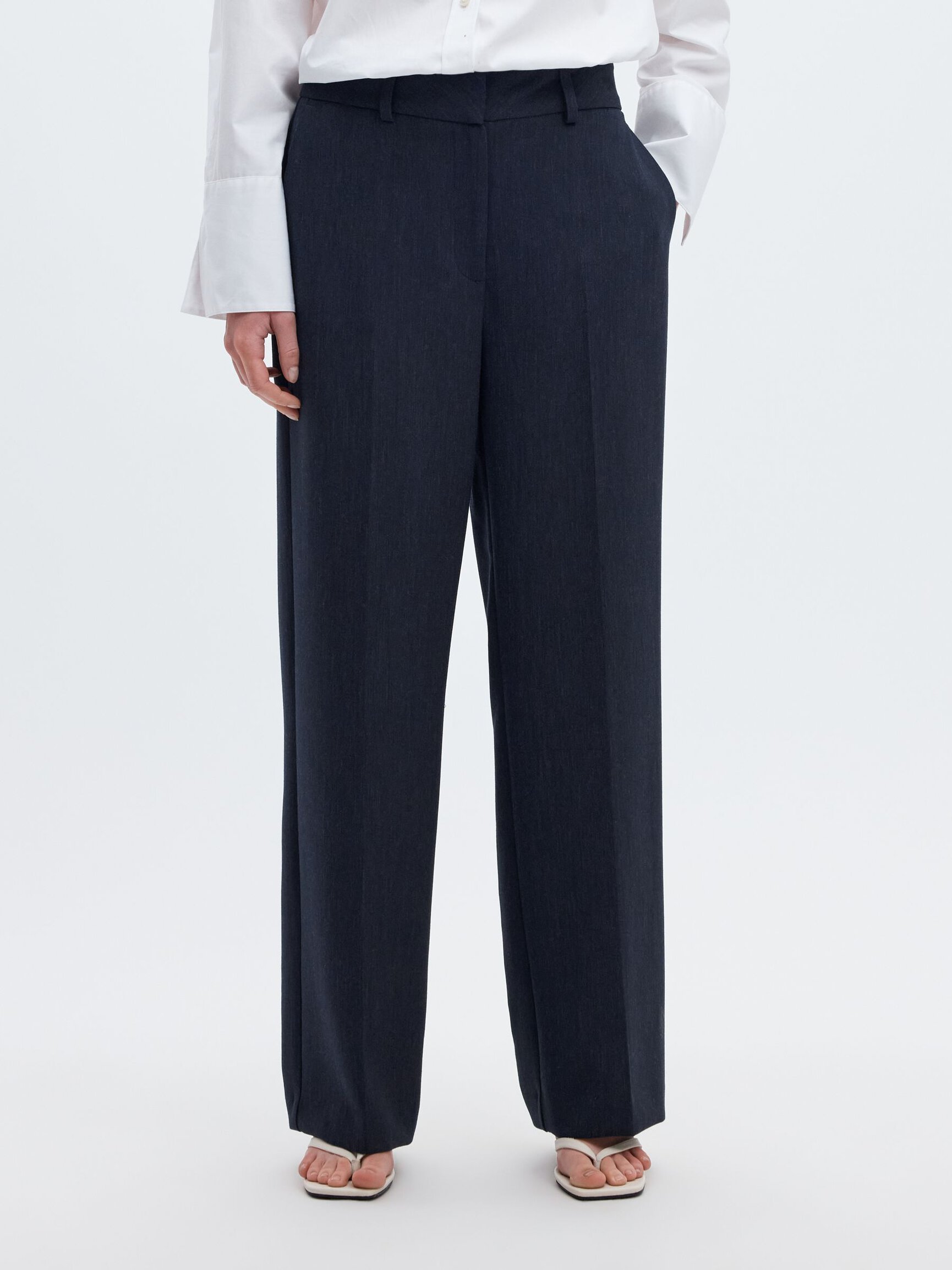 VISCOSE BLEND WIDE-LEG TROUSERS