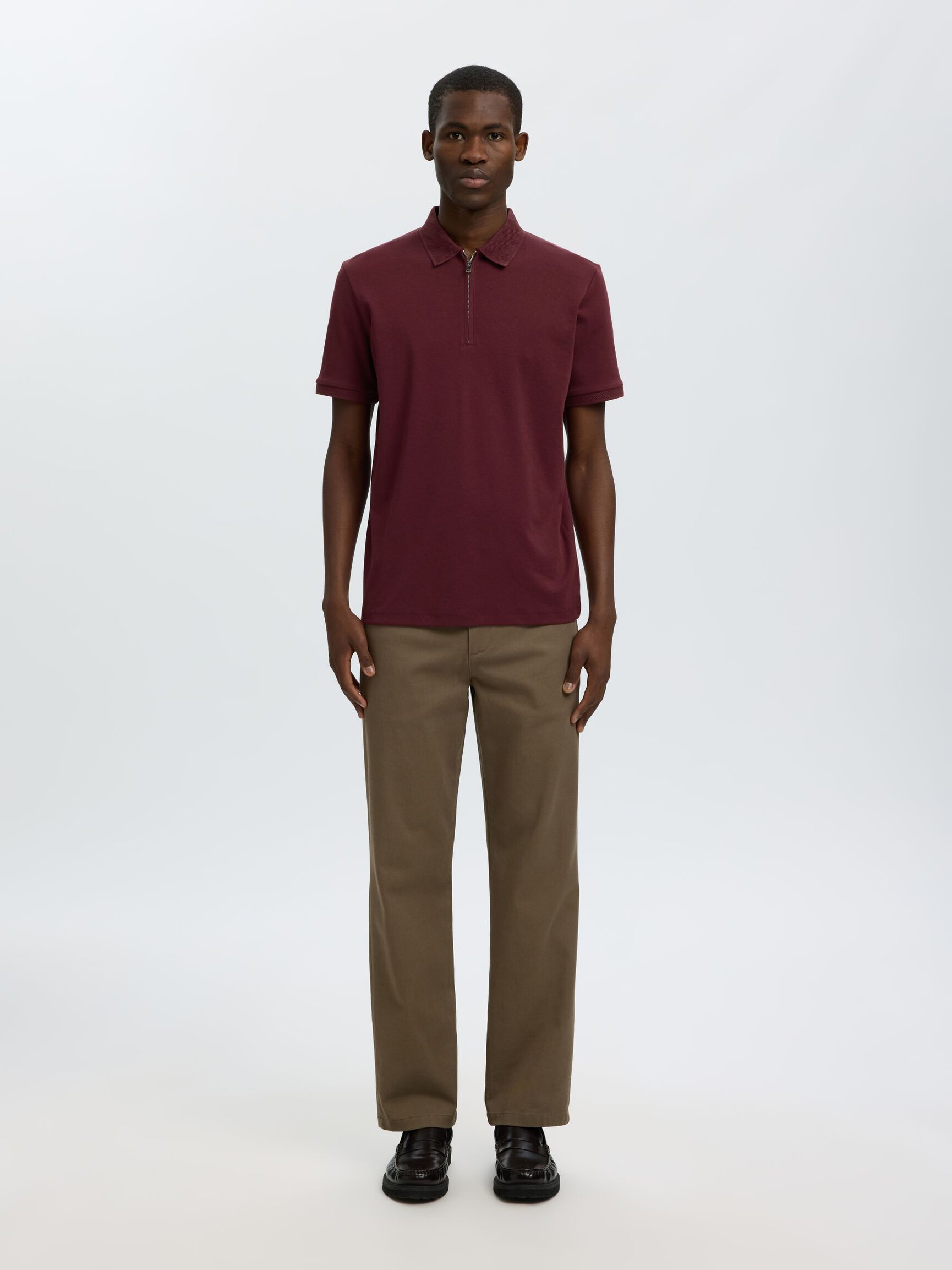ZIPPER KNITTED POLO SHIRT