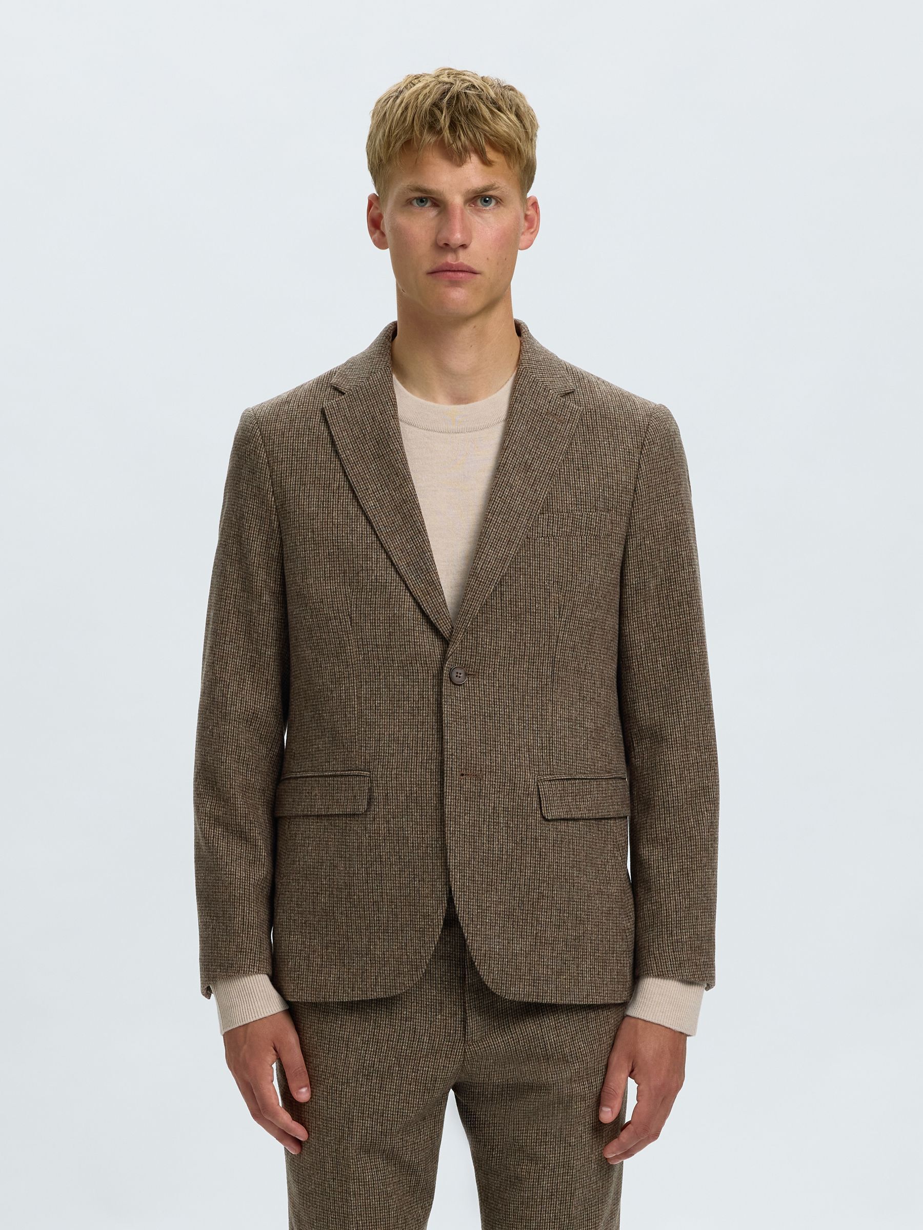 CHECKED WOOL BLEND  BLAZER