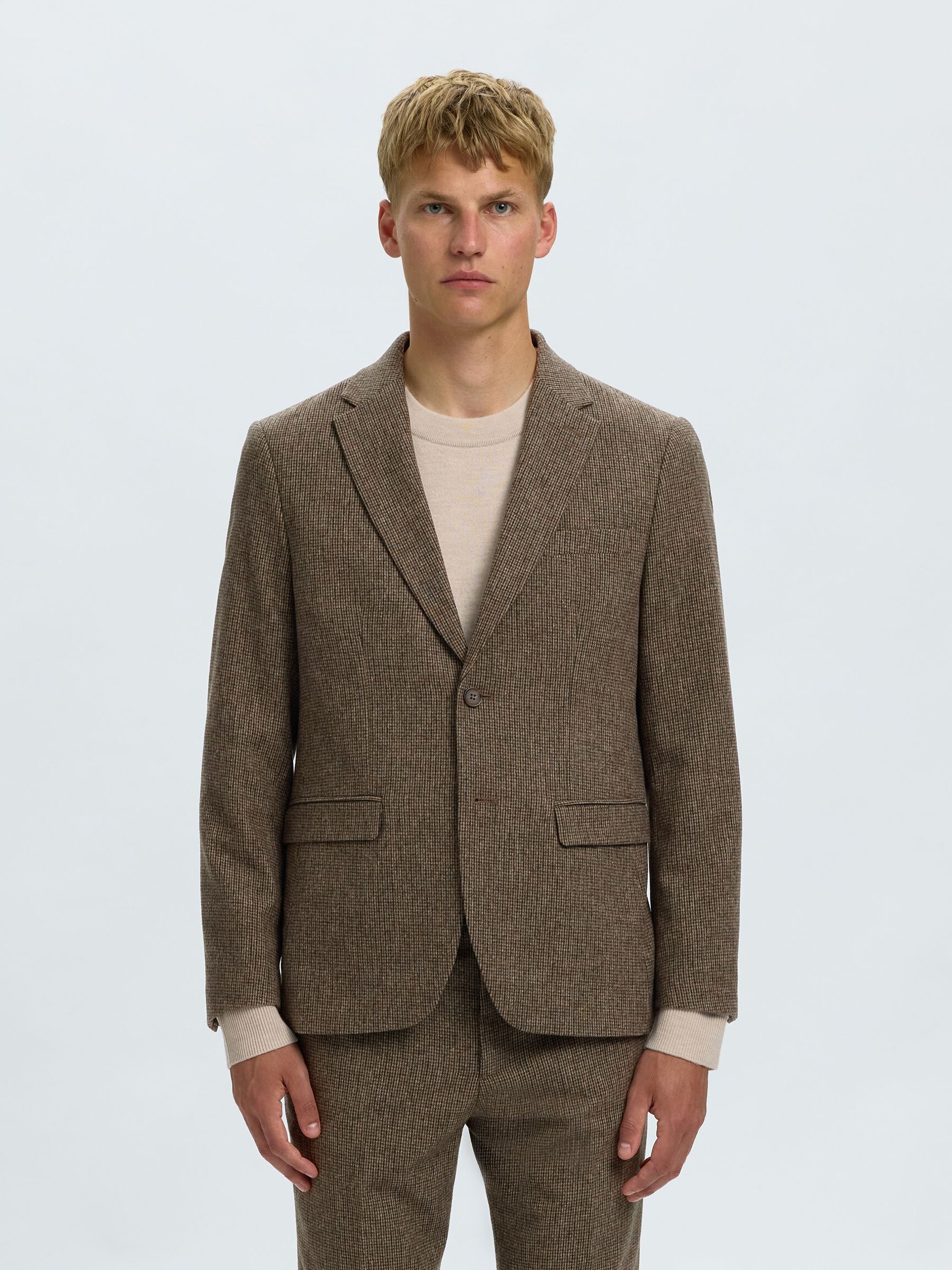 KARIERTER WOLLGEMISCH BLAZER