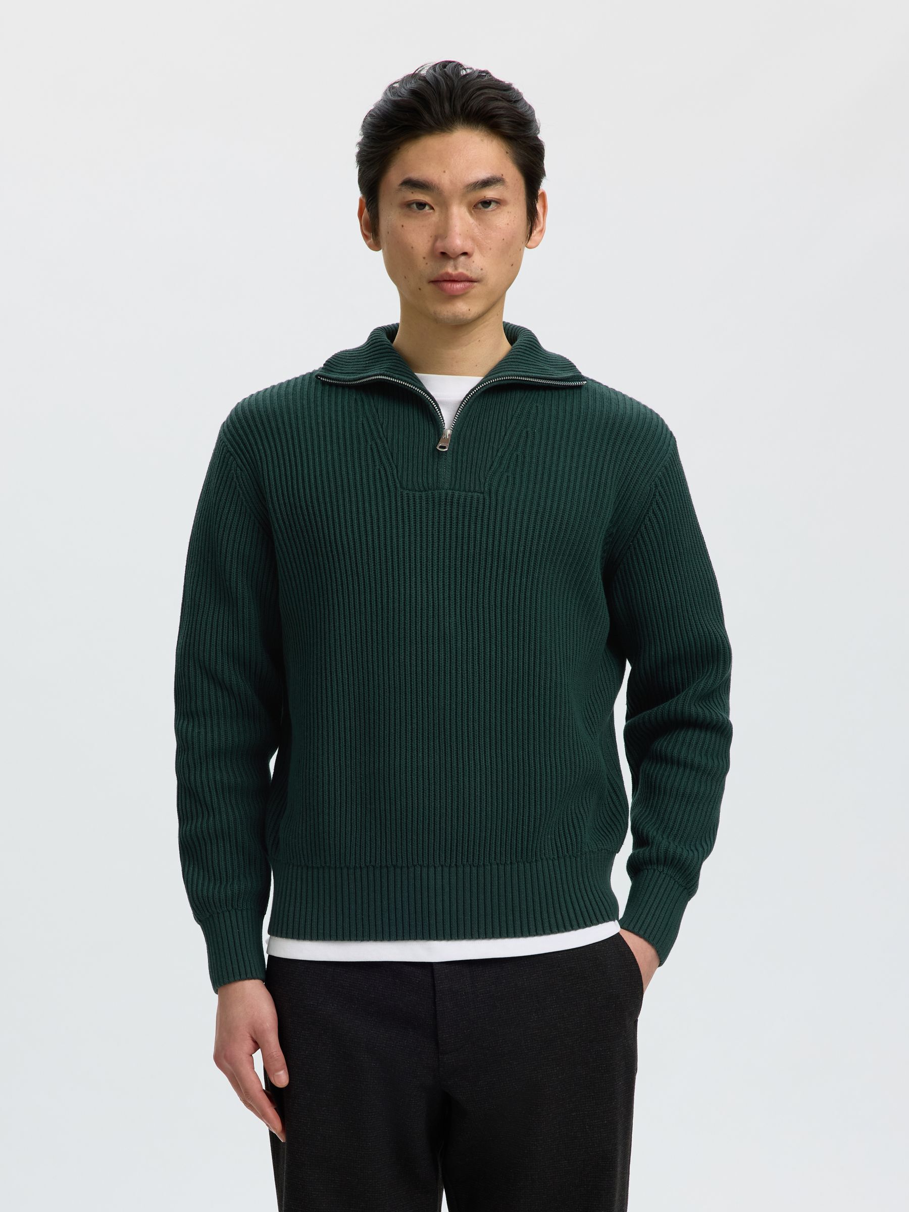 100% COTTON HALF-ZIP JUMPER
