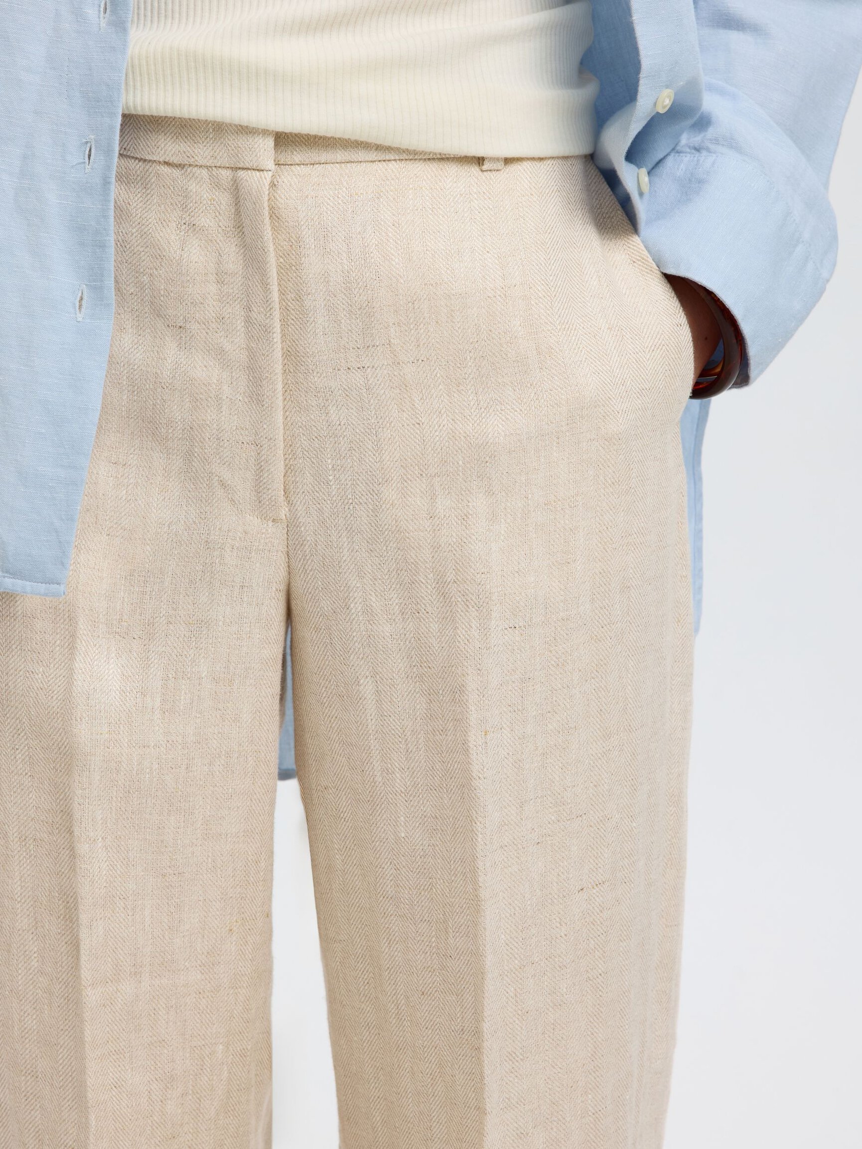 LINEN WIDE-LEG TROUSERS