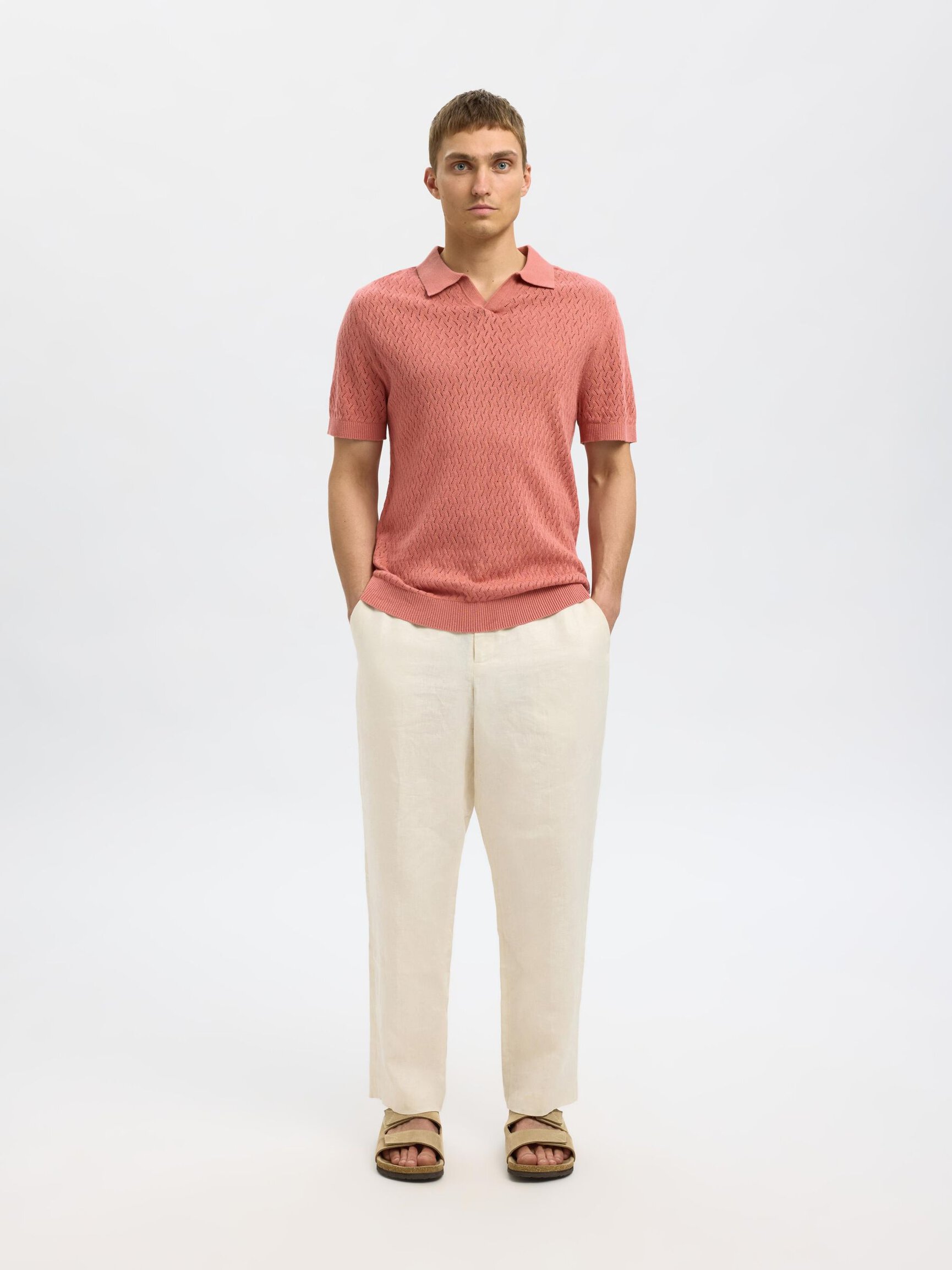 HÄKEL-LOOK POLOHEMD AUS STRICK