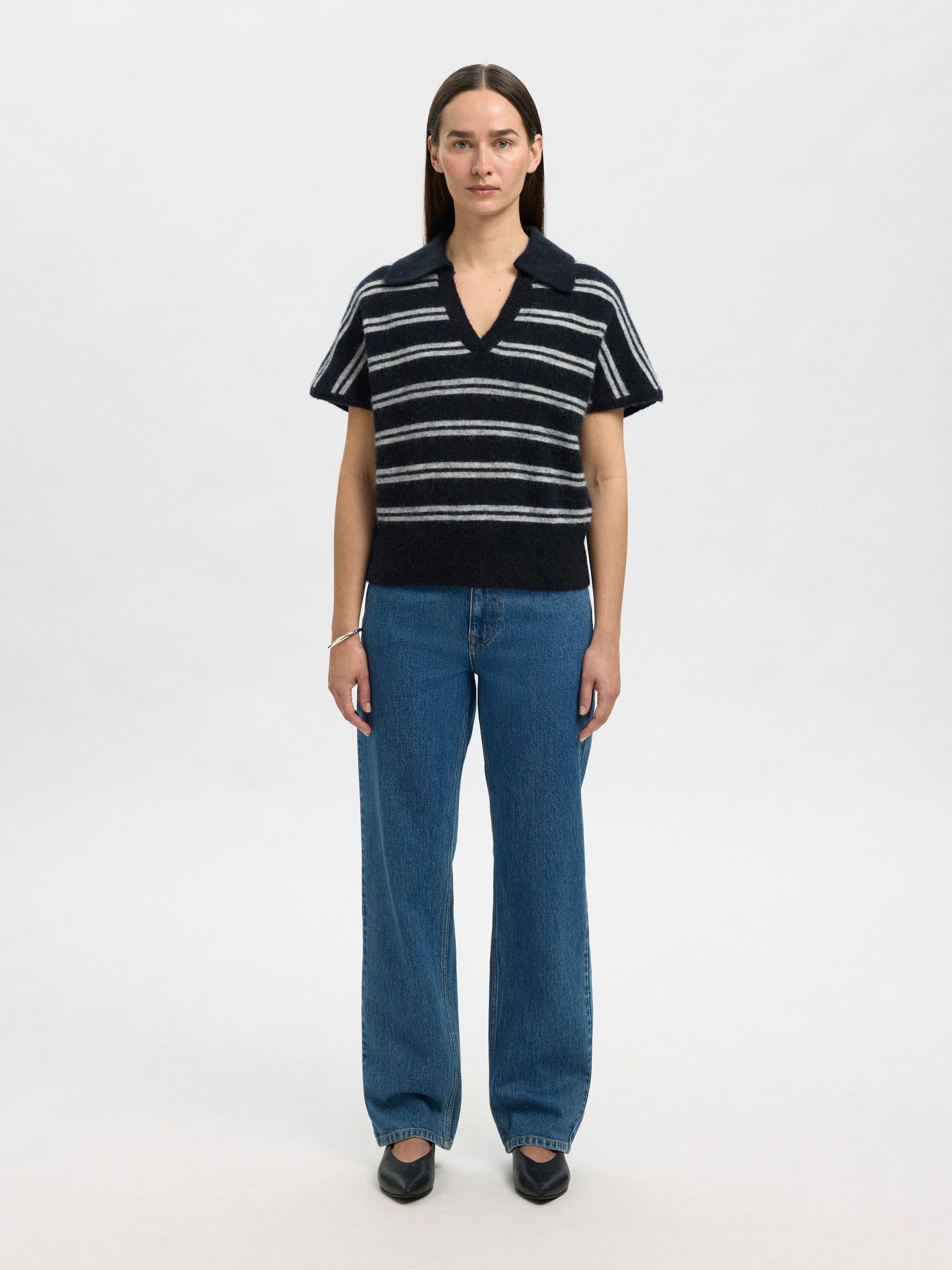 WOOL BLEND KNITTED POLO SHIRT