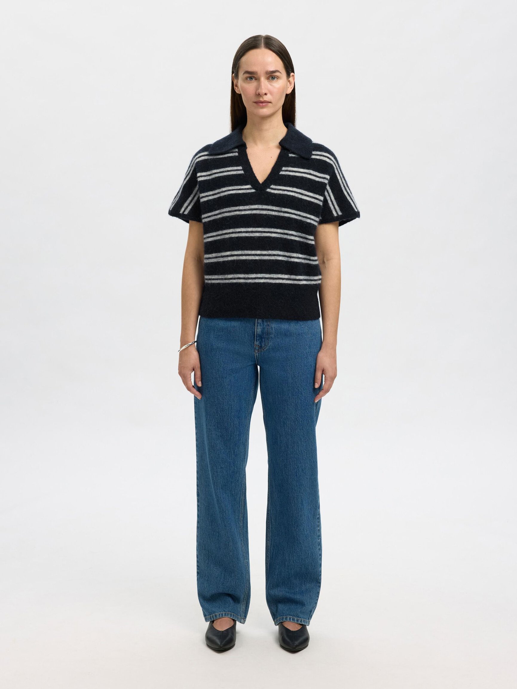 WOOL BLEND KNITTED POLO SHIRT