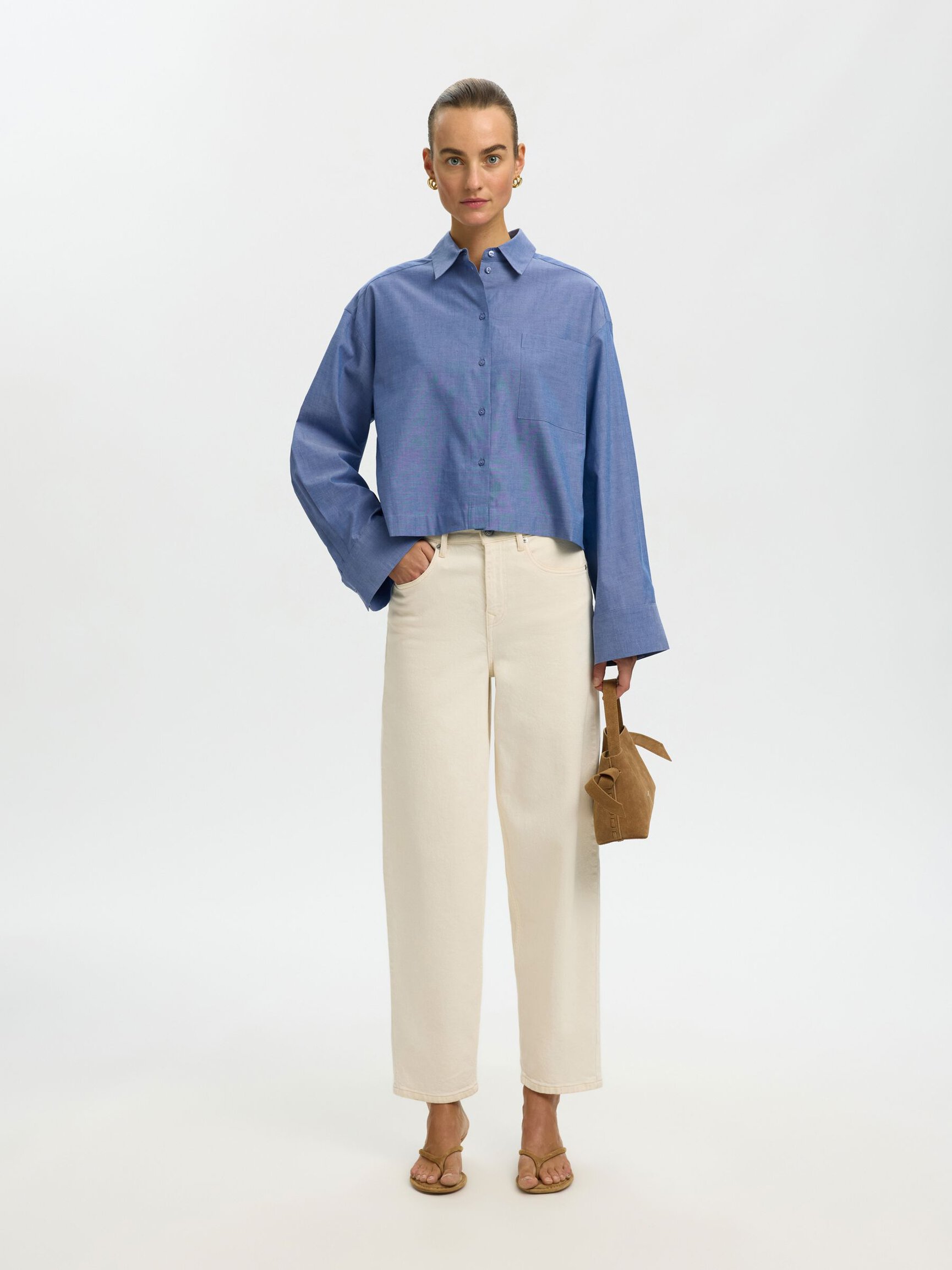 COTTON CROPPED SHIRT