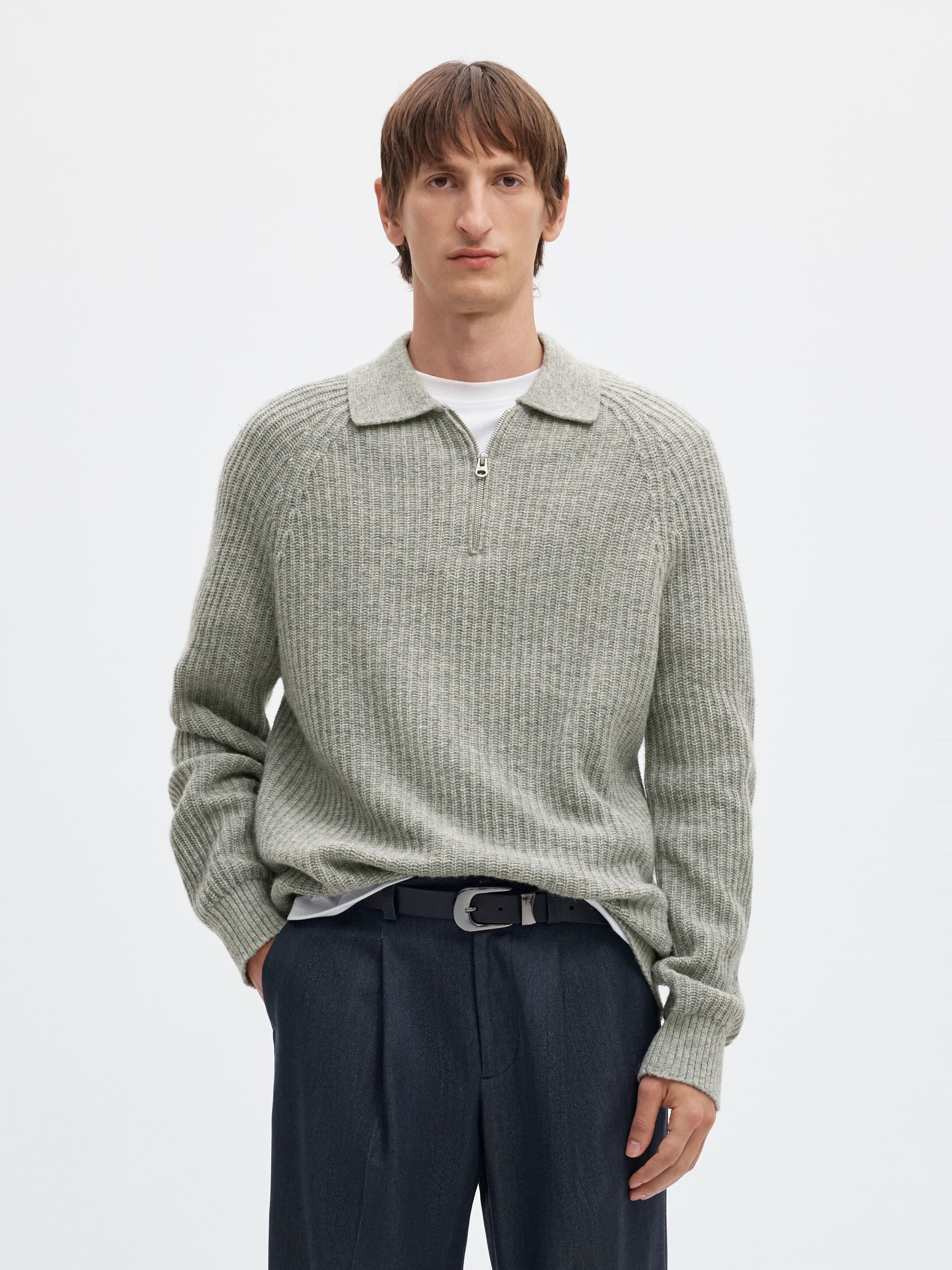 WOOL BLEND KNITTED POLO SHIRT