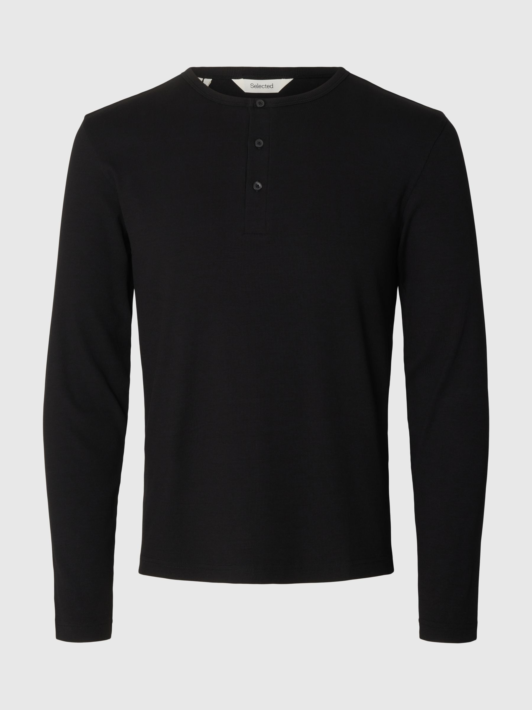 GERIPPTES LANGARM HENLEY SHIRT