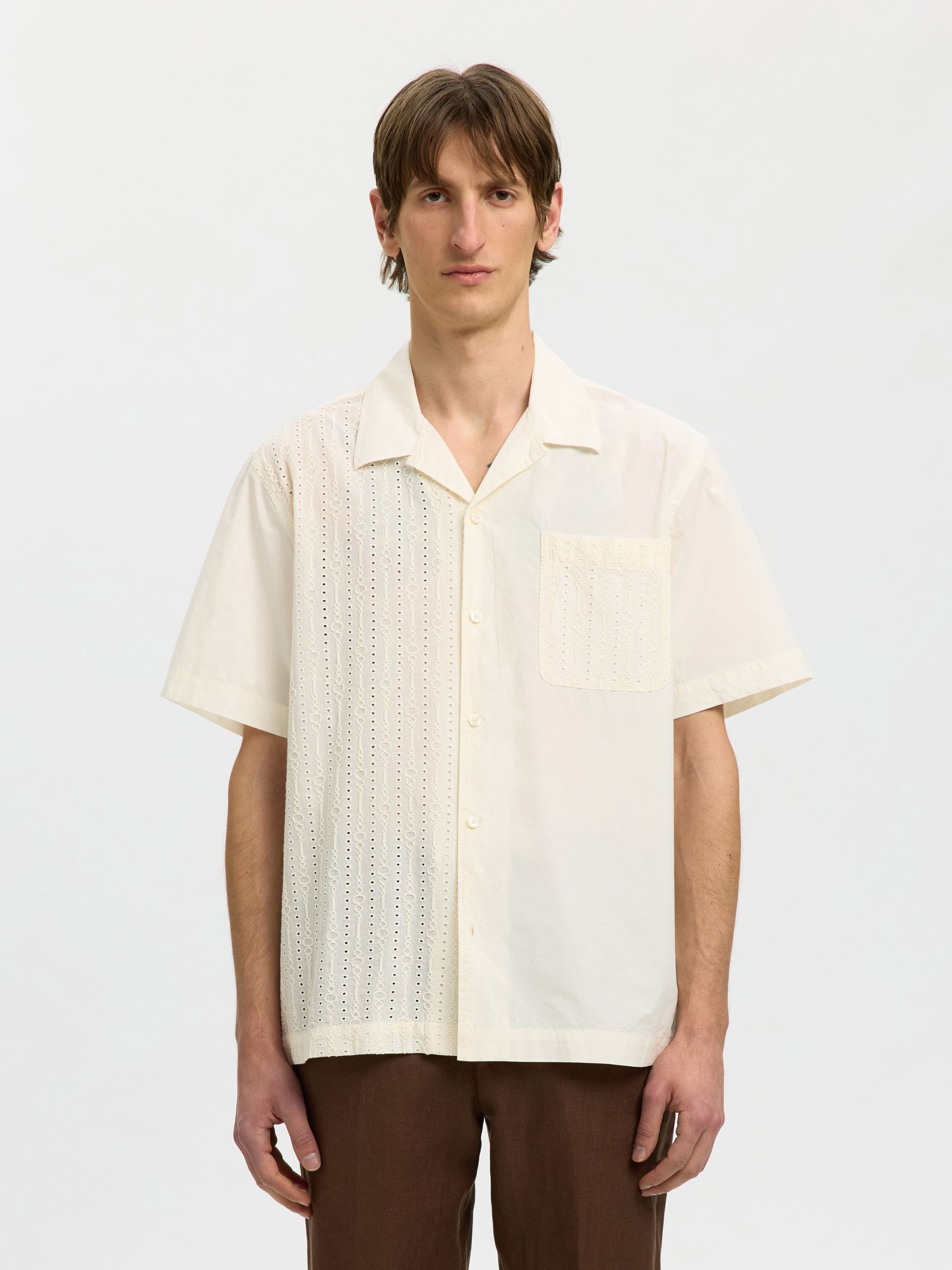 BRODERIE ANGLAISE SHORT SLEEVED SHIRT