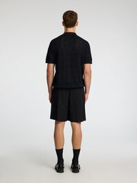 KORTE MOUWEN GEBREIDE POLO, Black, highres