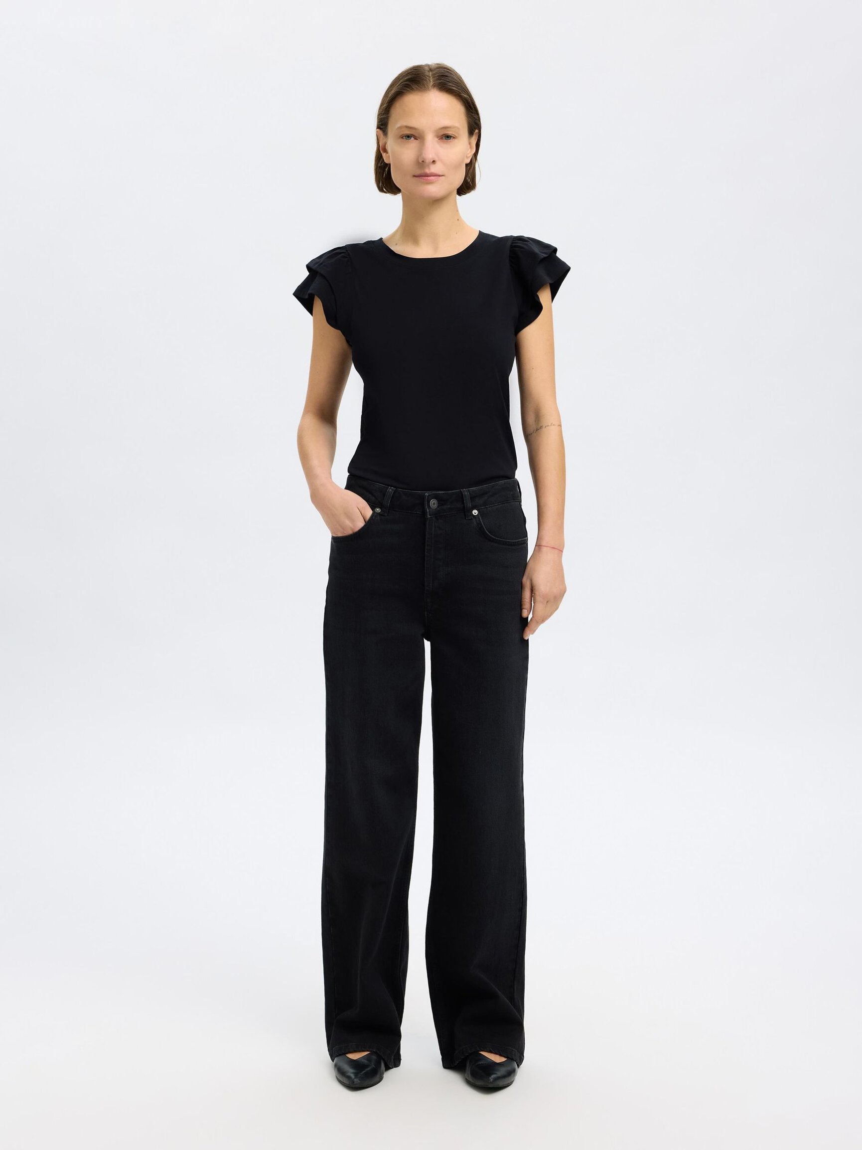 COTTON RUFFLED T-SHIRT