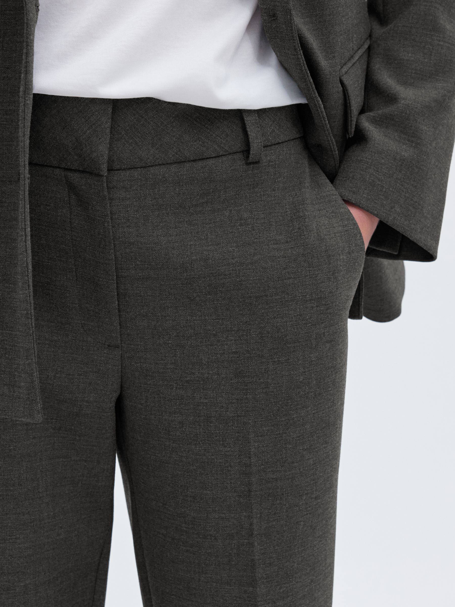 VISCOSE BLEND CROPPED TAPERED TROUSERS