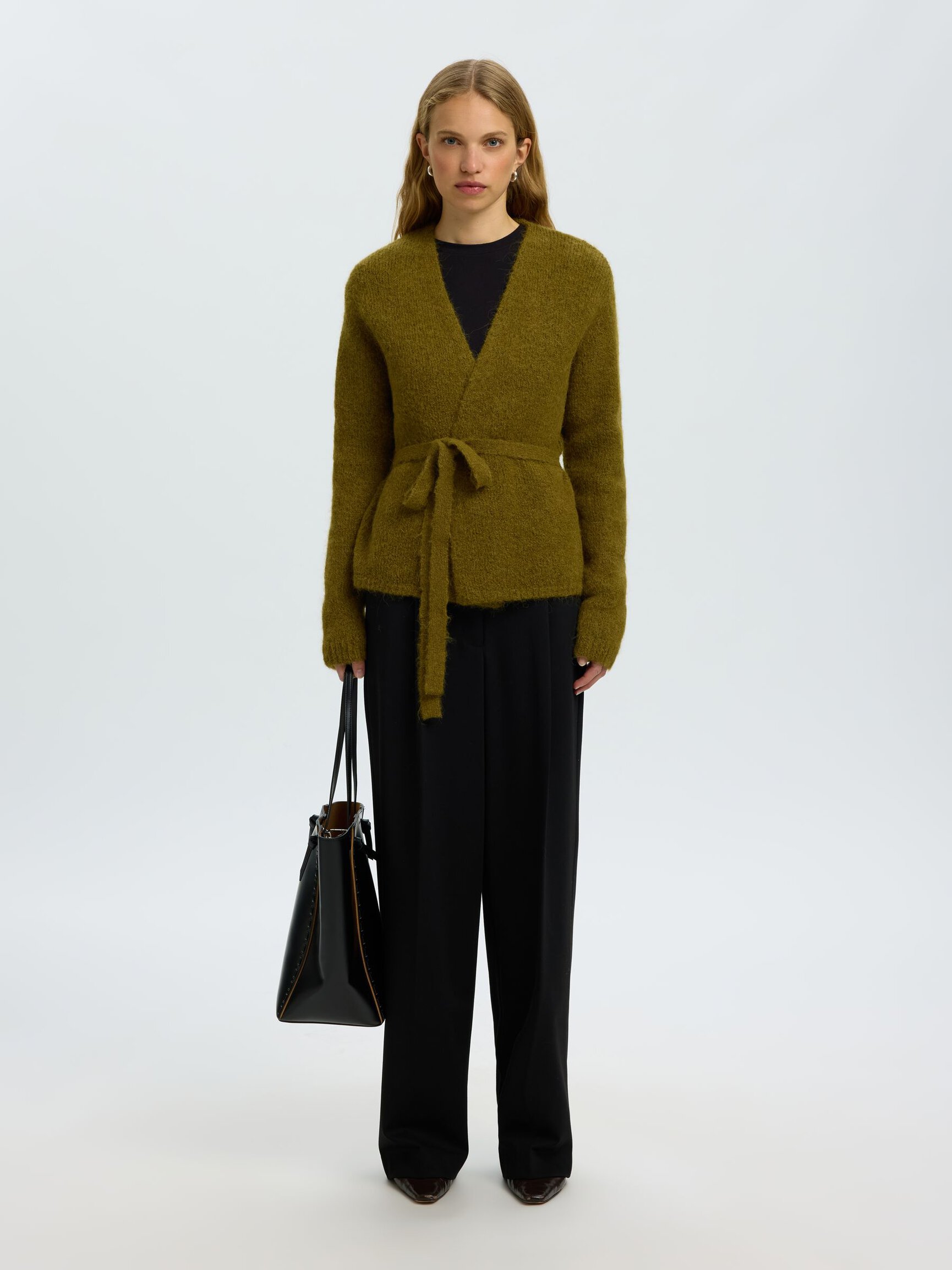 WOOL BLEND KNITTED CARDIGAN