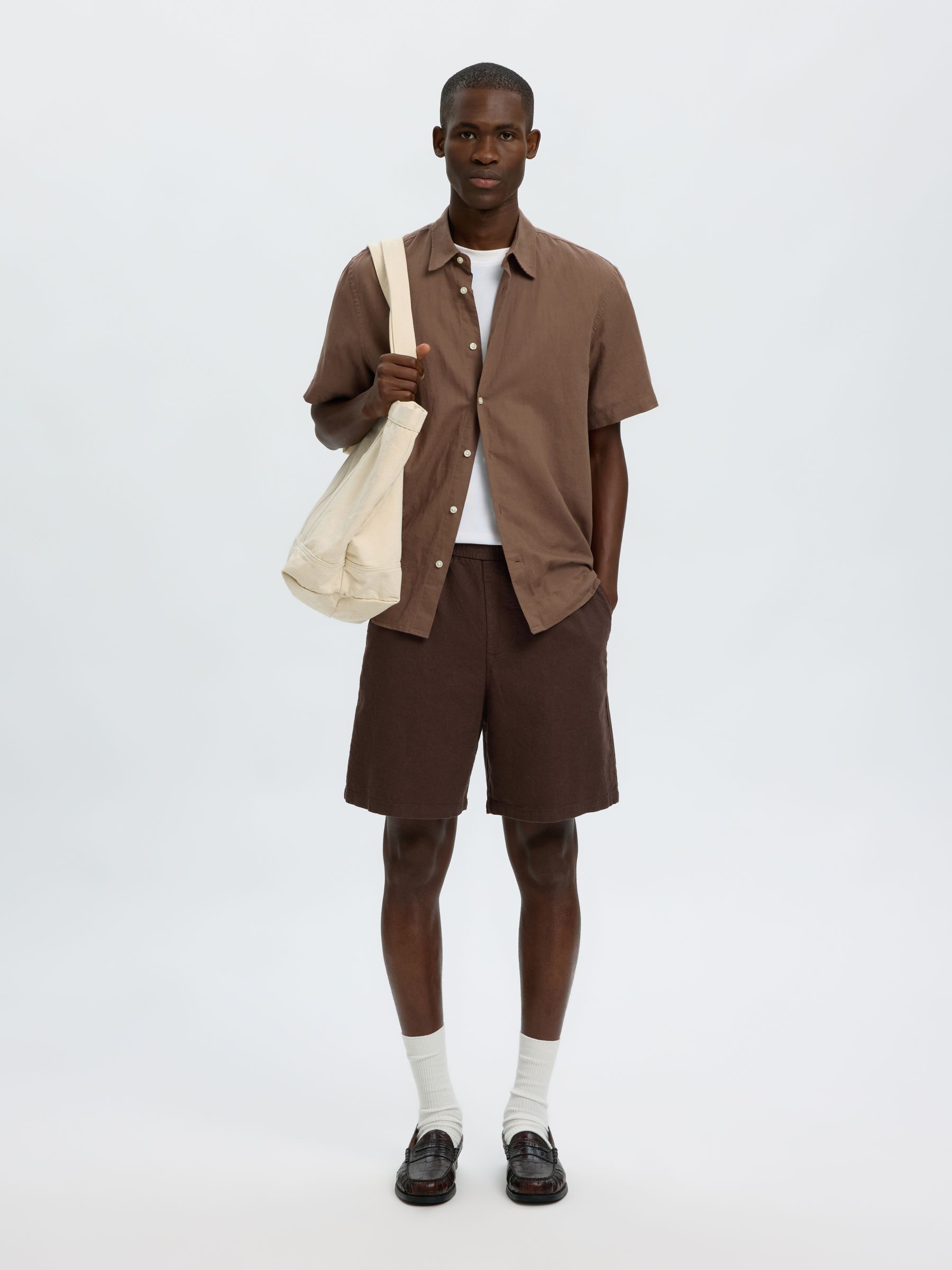 REGULAR FIT I LINNEBLANDNING SHORTS