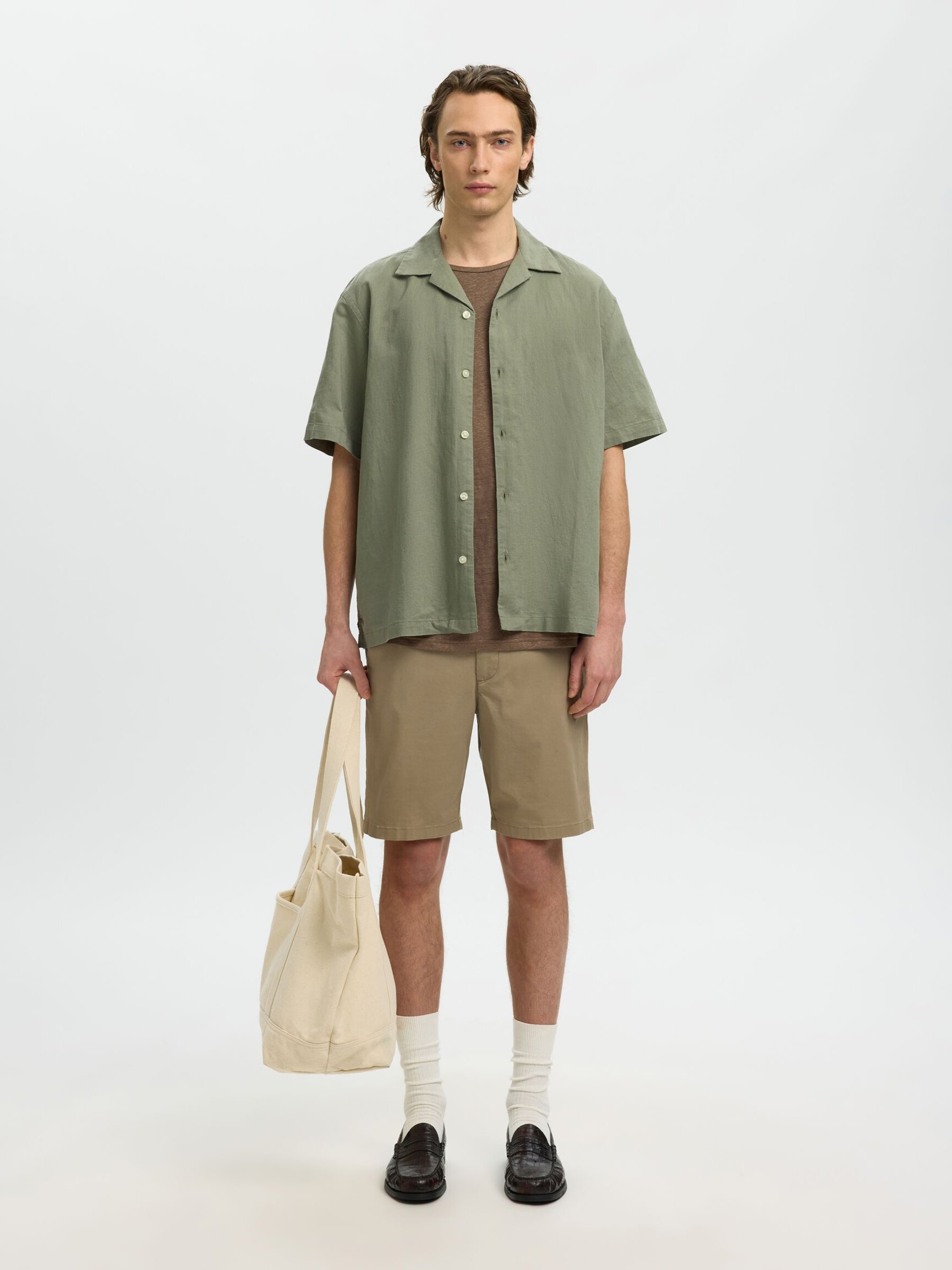 LINEN BLEND SHORT SLEEVED SHIRT
