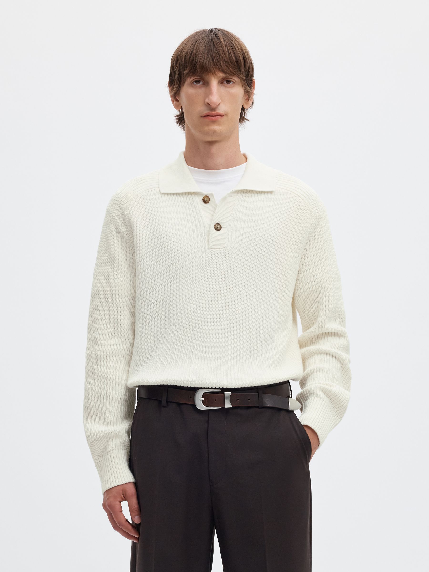 RIBBED KNITTED POLO SHIRT