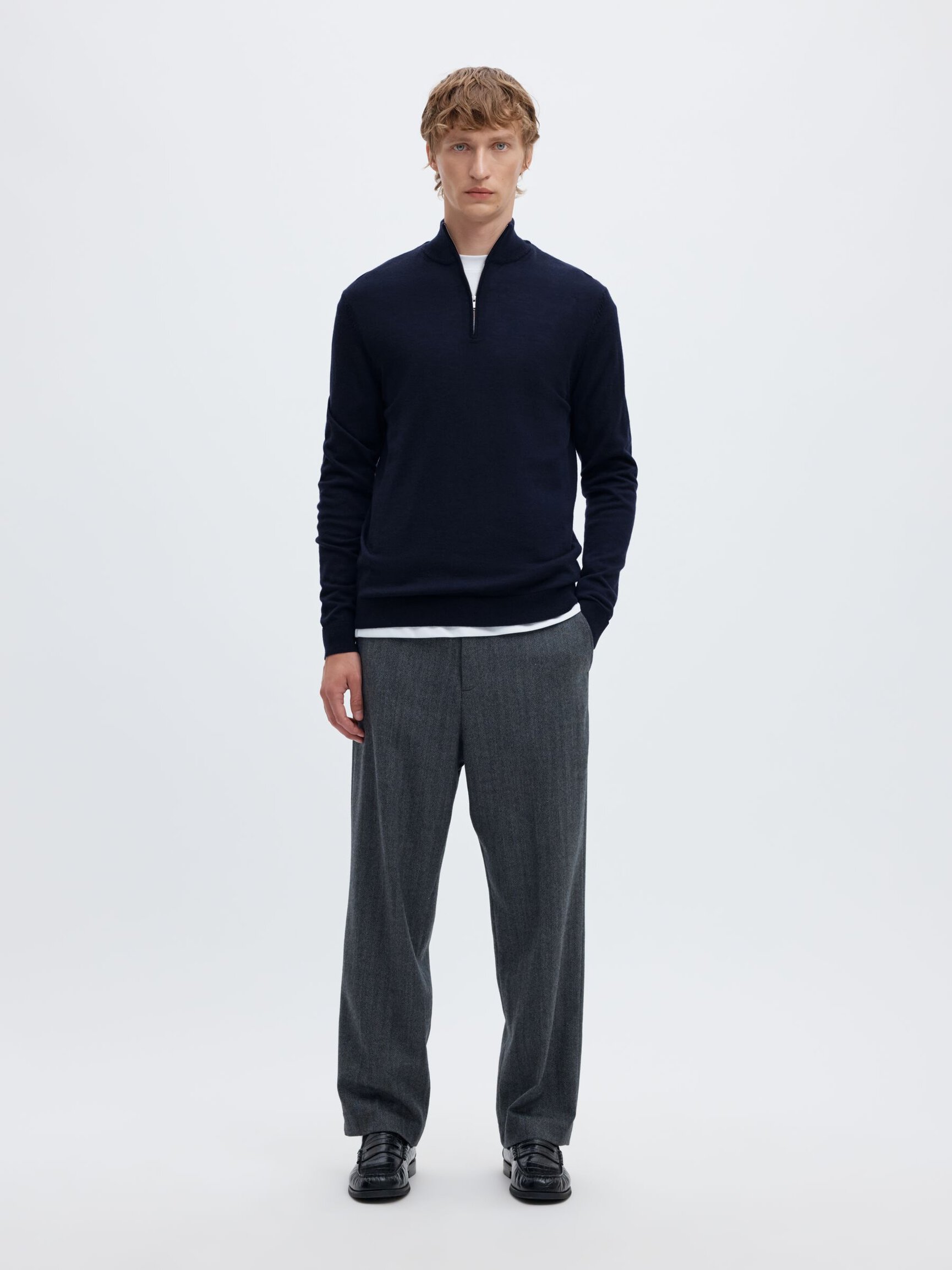 100% MERINO WOOL HALF-ZIP JUMPER