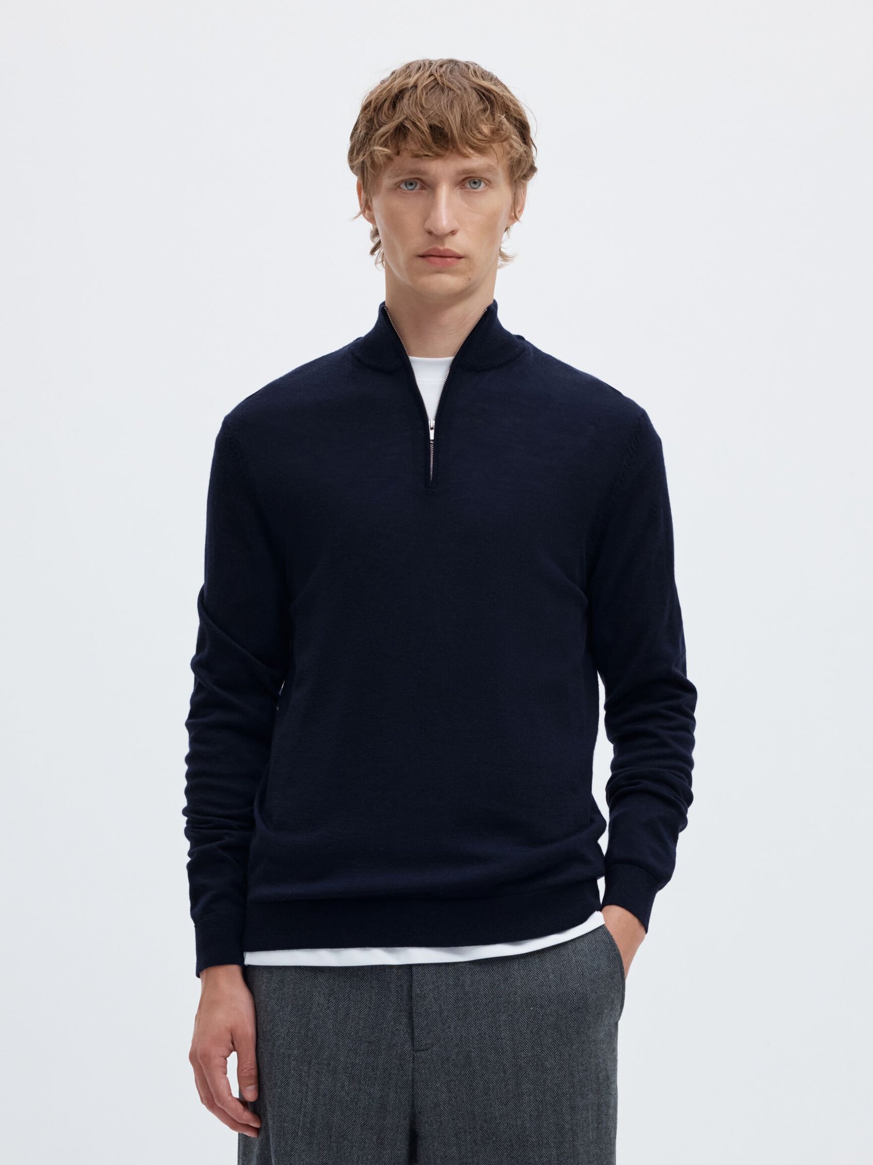 100% MERINO WOOL HALF-ZIP JUMPER