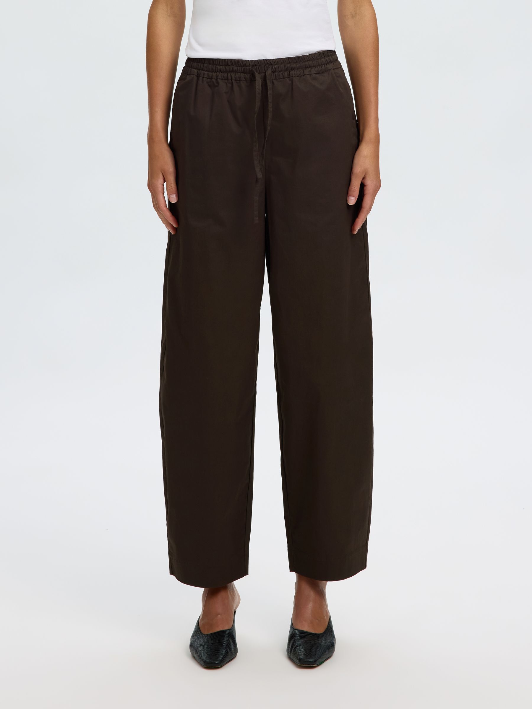 COTTON BLEND BARREL FIT TROUSERS