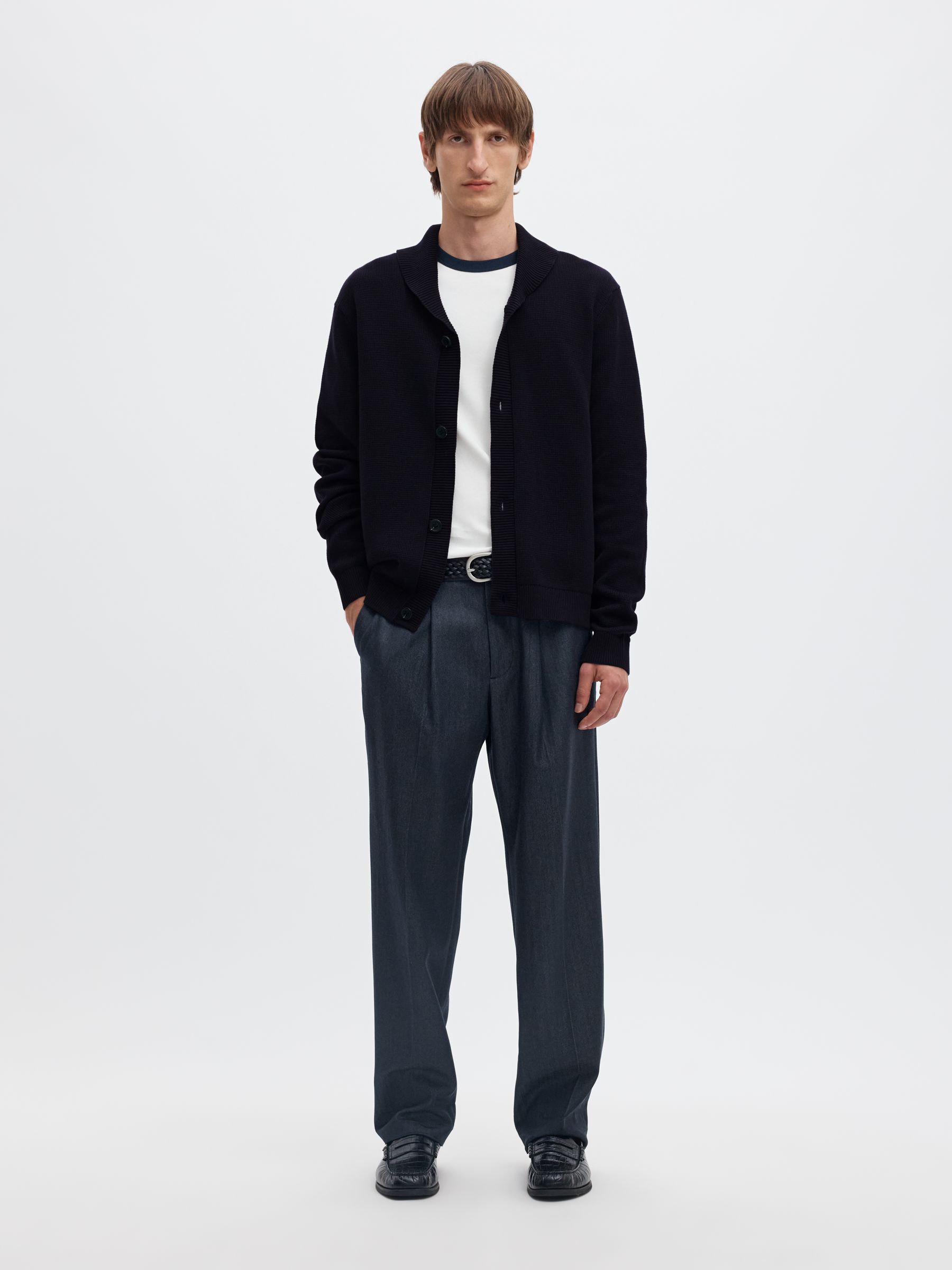 ORGANIC COTTON SHAWL COLLAR CARDIGAN