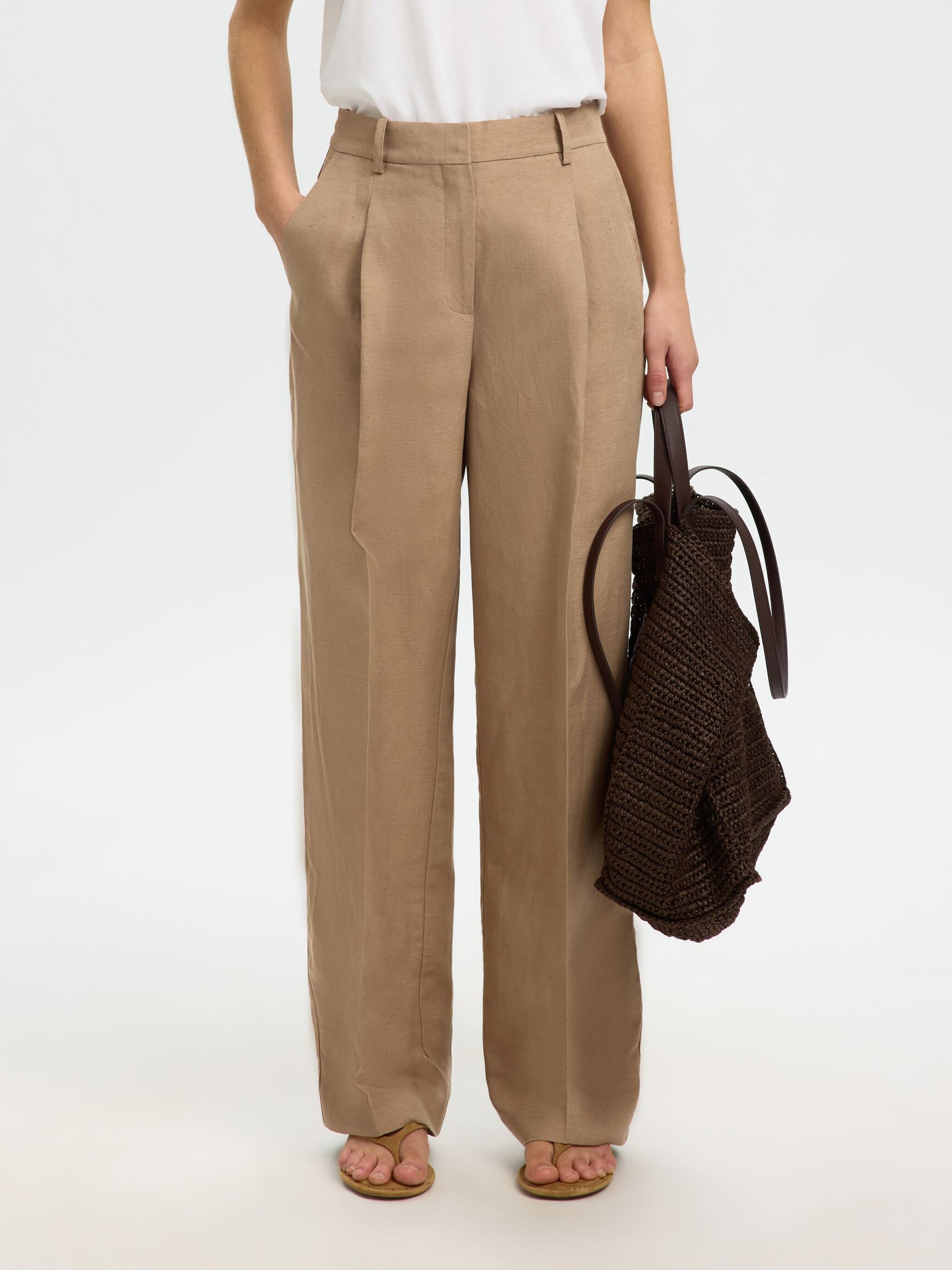 LINEN BLEND TROUSERS