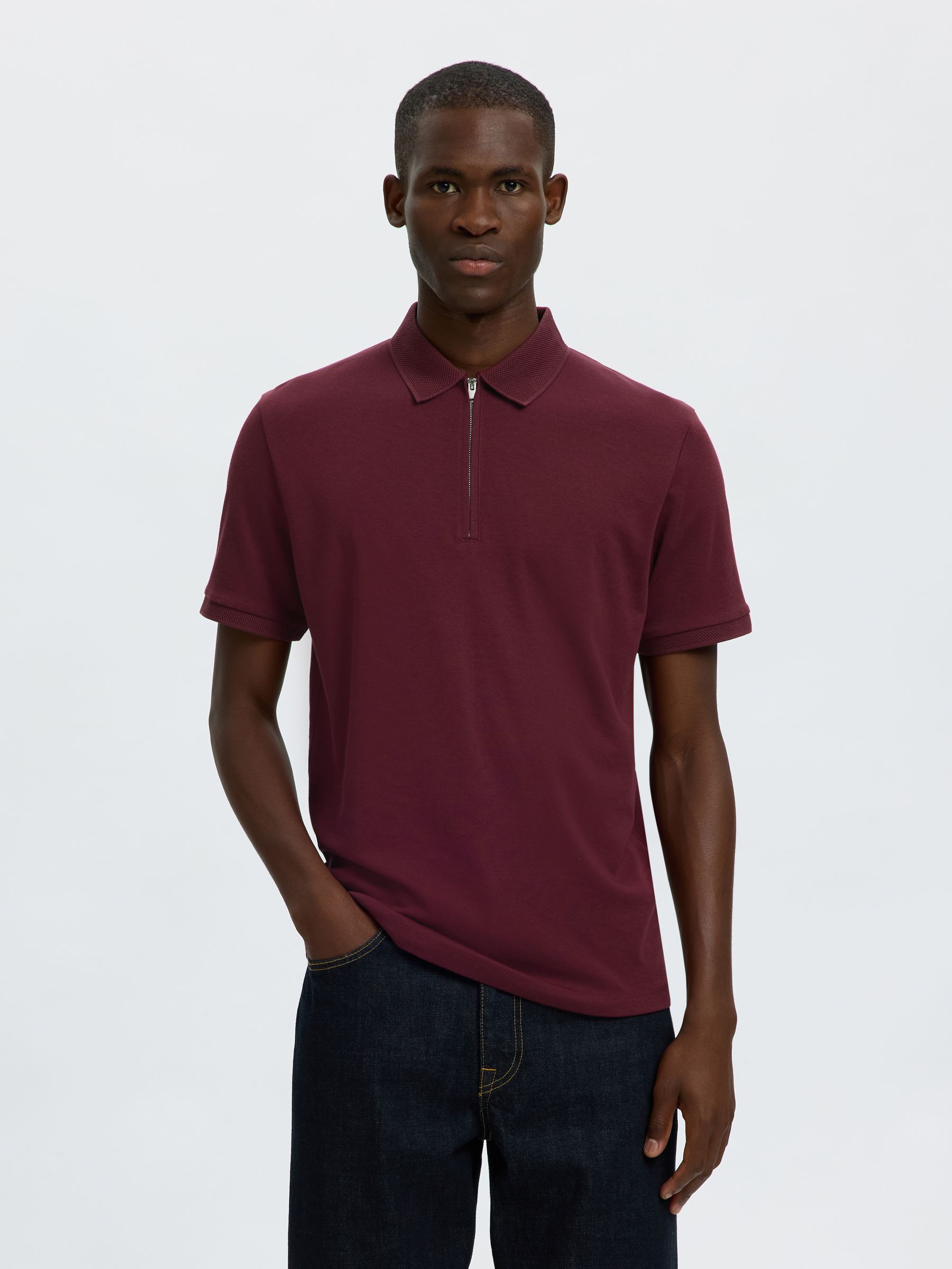 ZIPPER POLOHEMD AUS STRICK