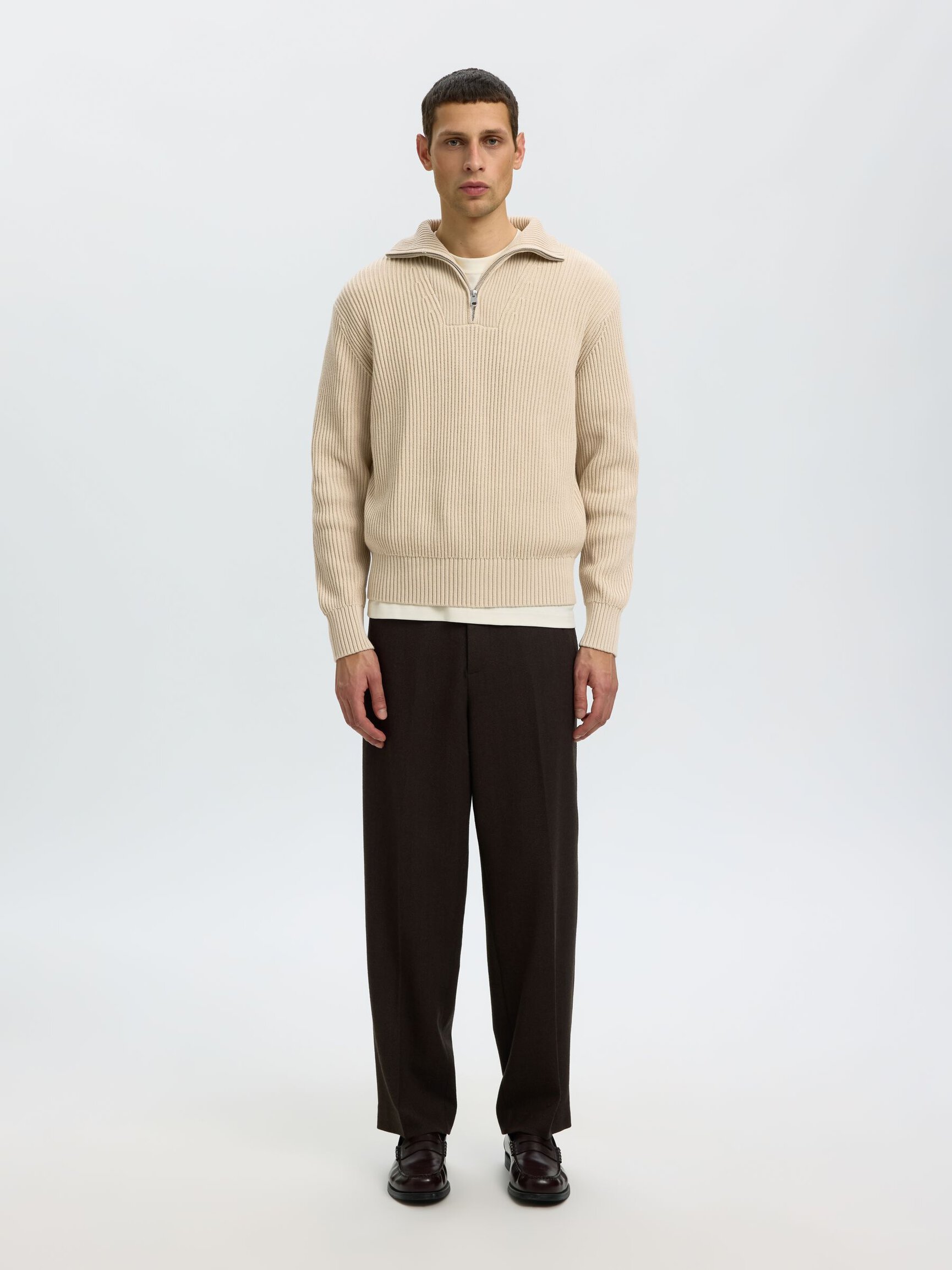 100% COTTON HALF-ZIP JUMPER