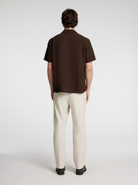 LINEN BLEND SHORT SLEEVED SHIRT, Coffee Bean, highres