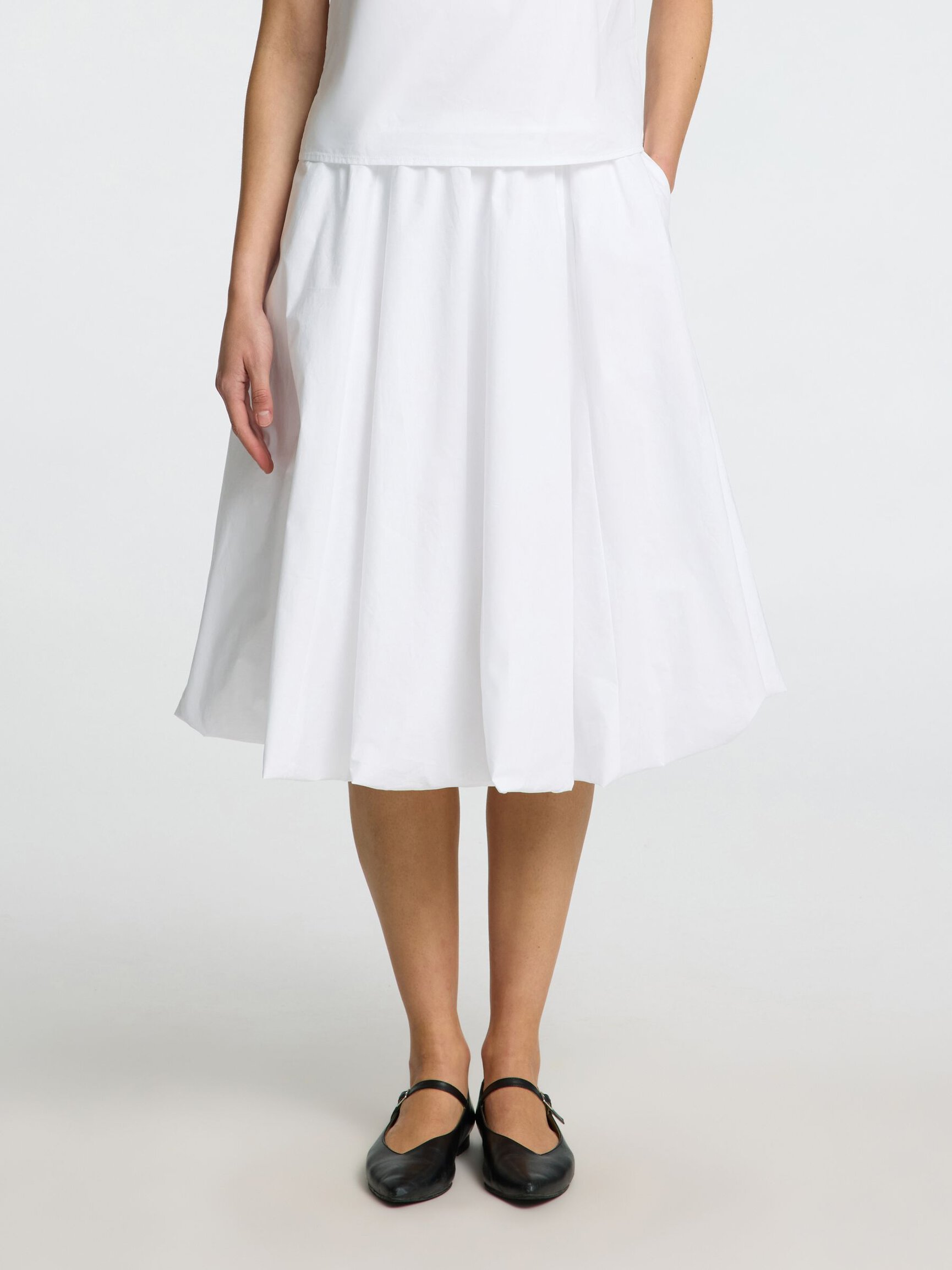BUBBLE HEM MIDI SKIRT