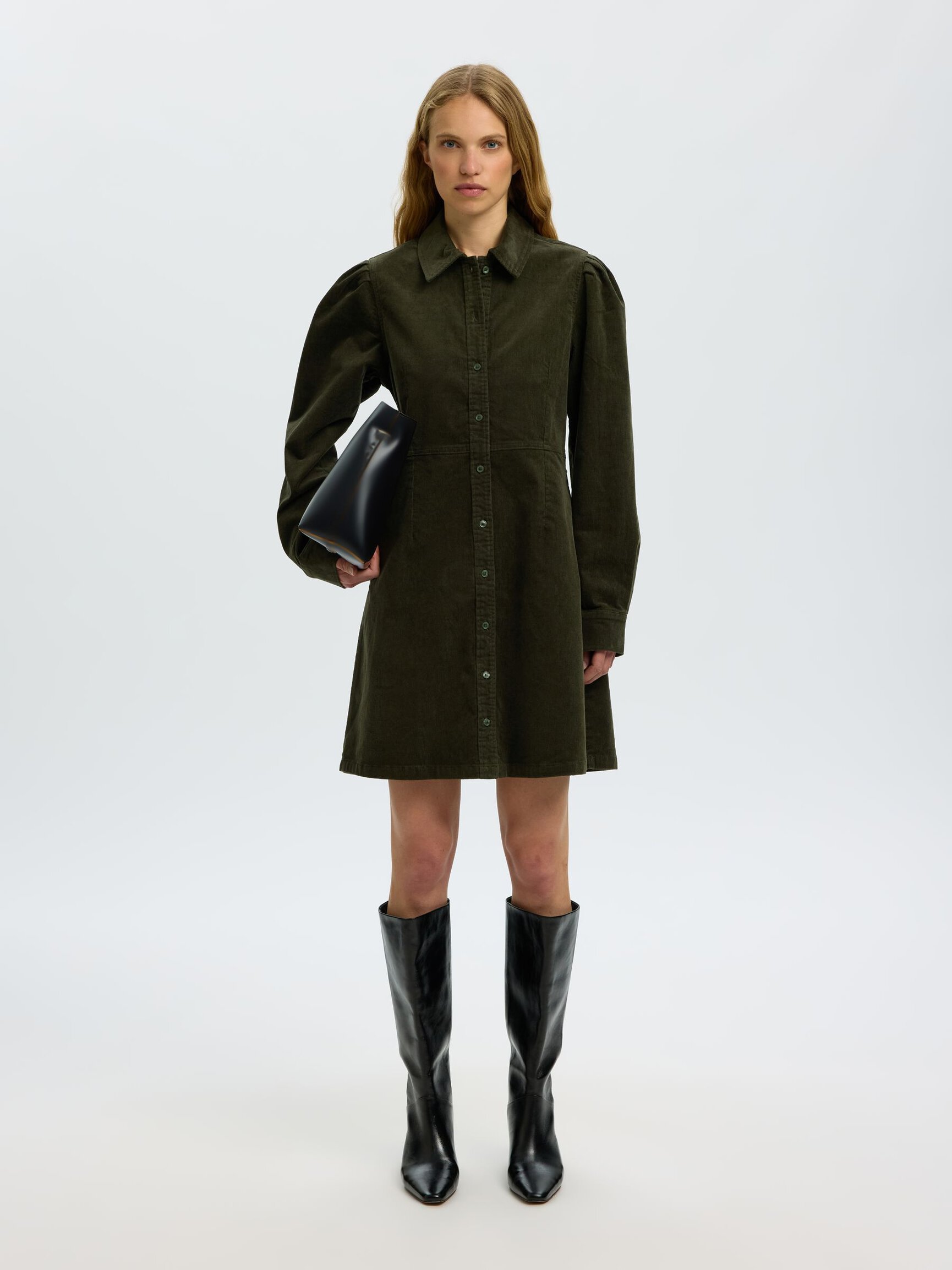 COTTON CORDUROY MINI DRESS