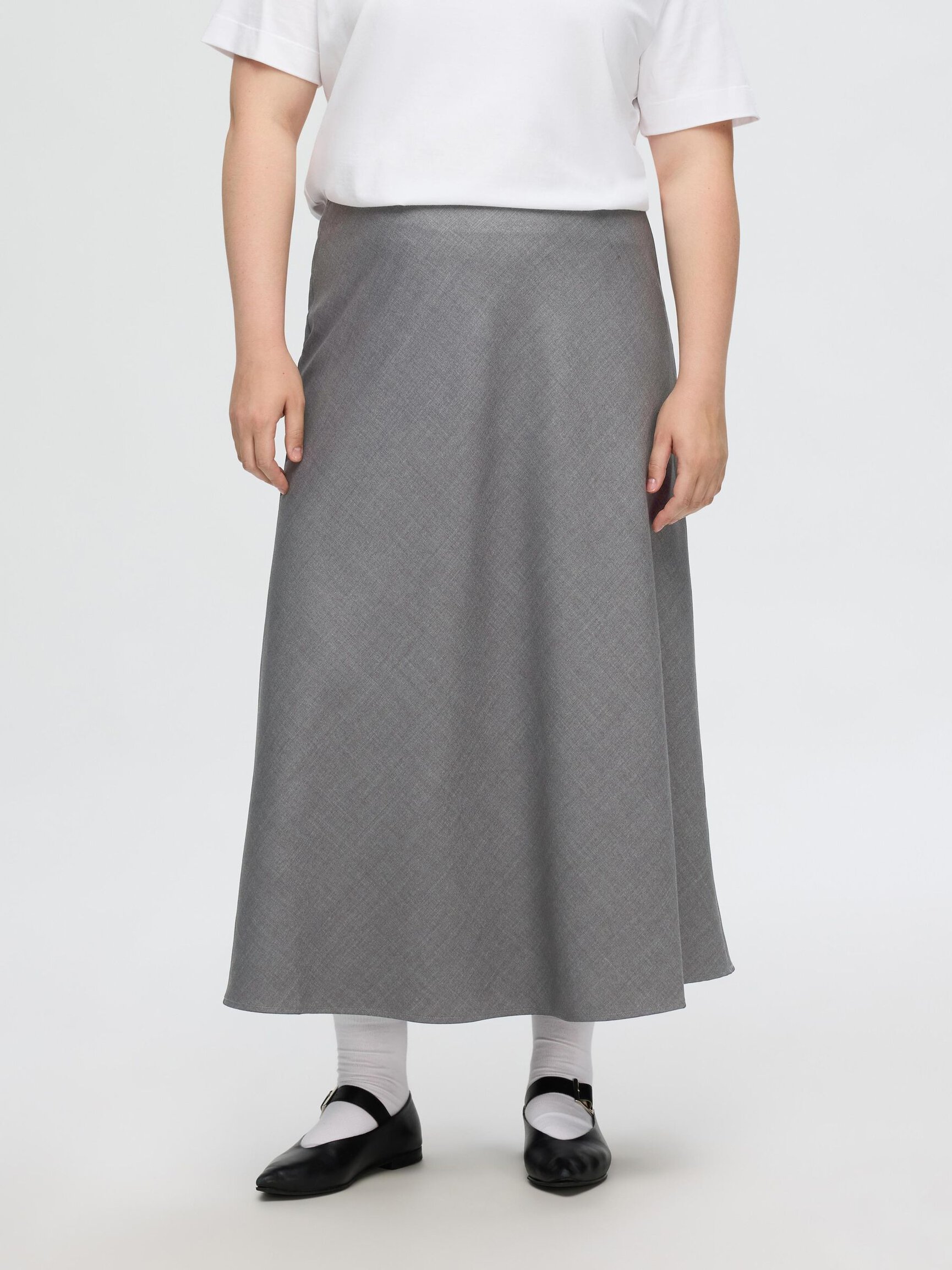 TAILORED WOOL BLEND MIDI SKIRT