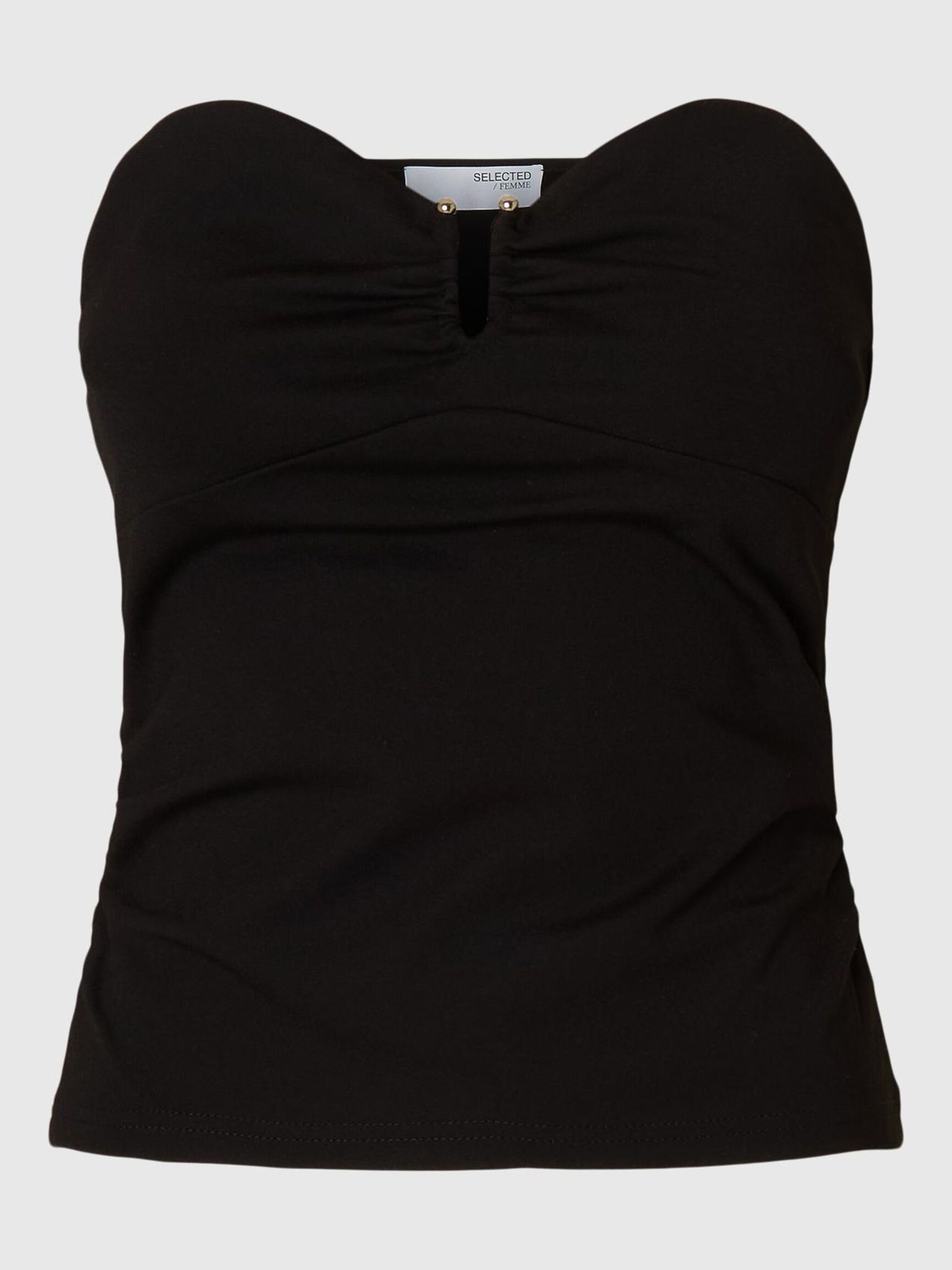 SLEEVELESS BUSTIER TOP, Black, highres