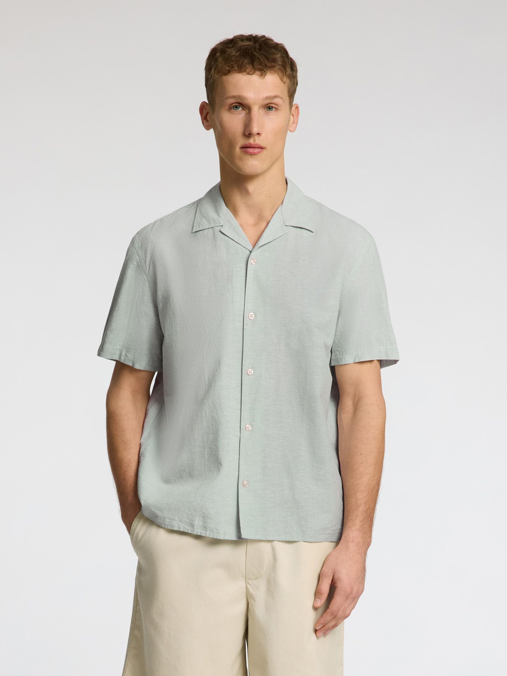 LINEN BLEND SHORT SLEEVED SHIRT