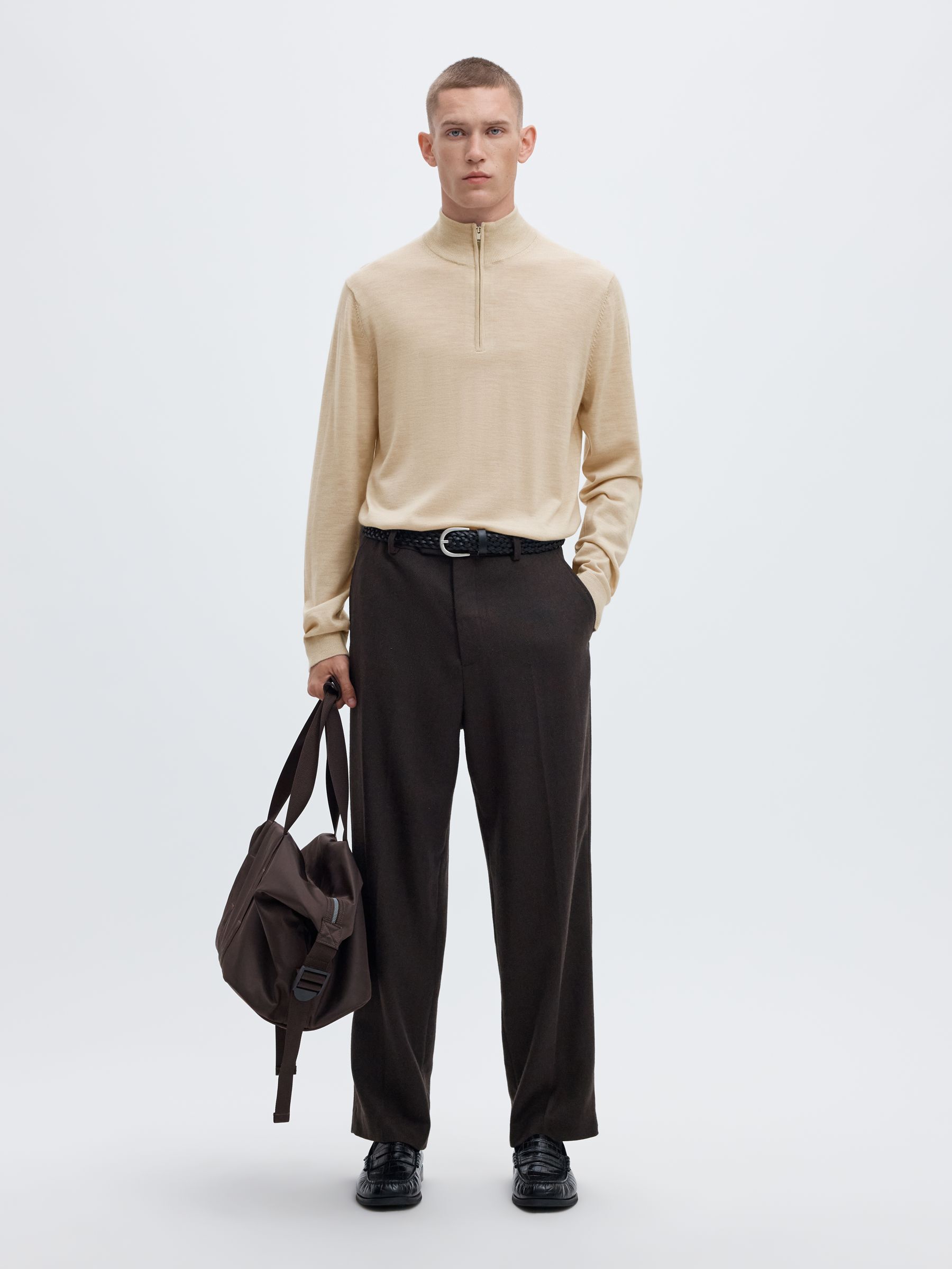 100% MERINO WOOL HALF-ZIP JUMPER