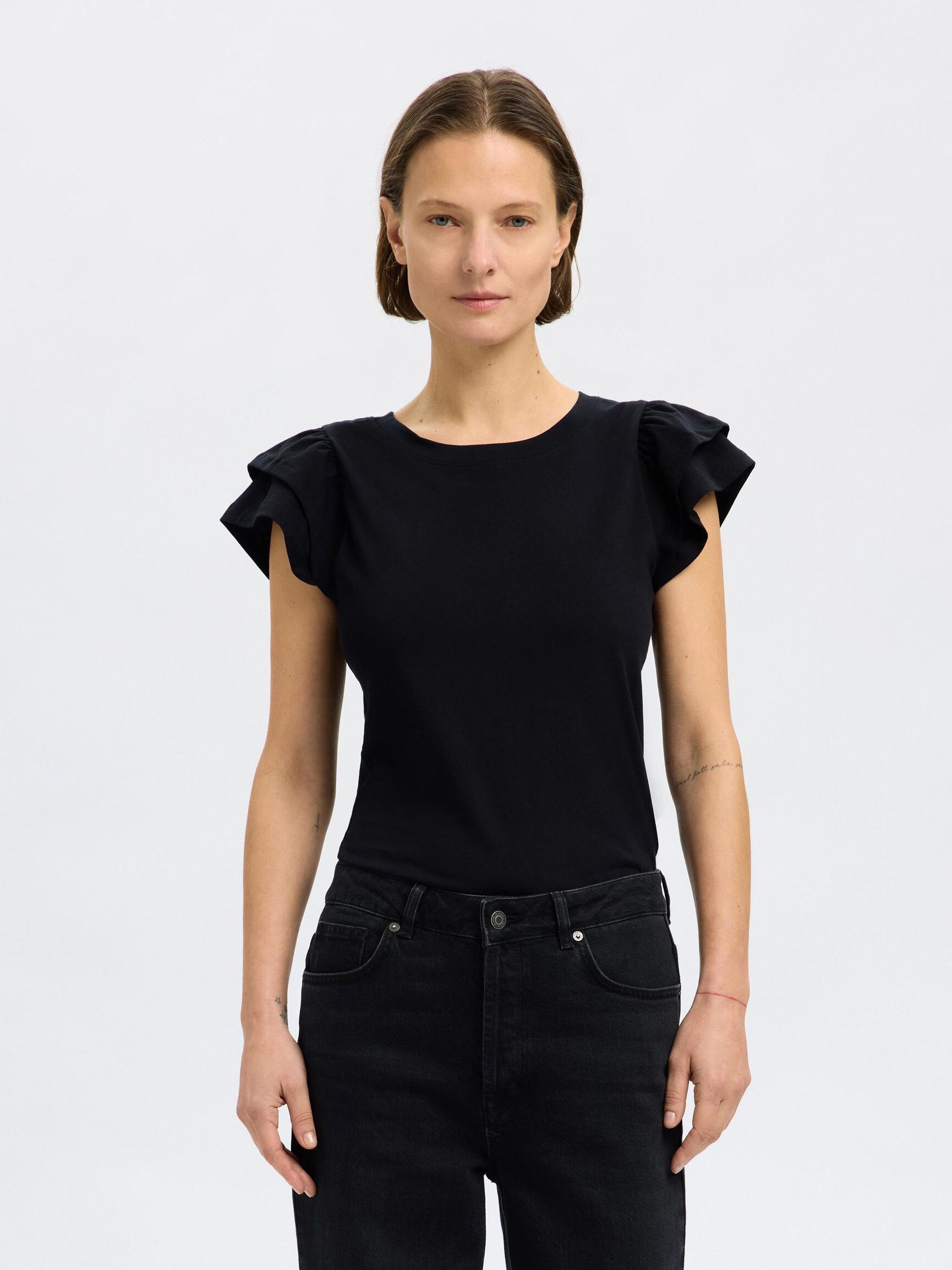COTTON RUFFLED T-SHIRT