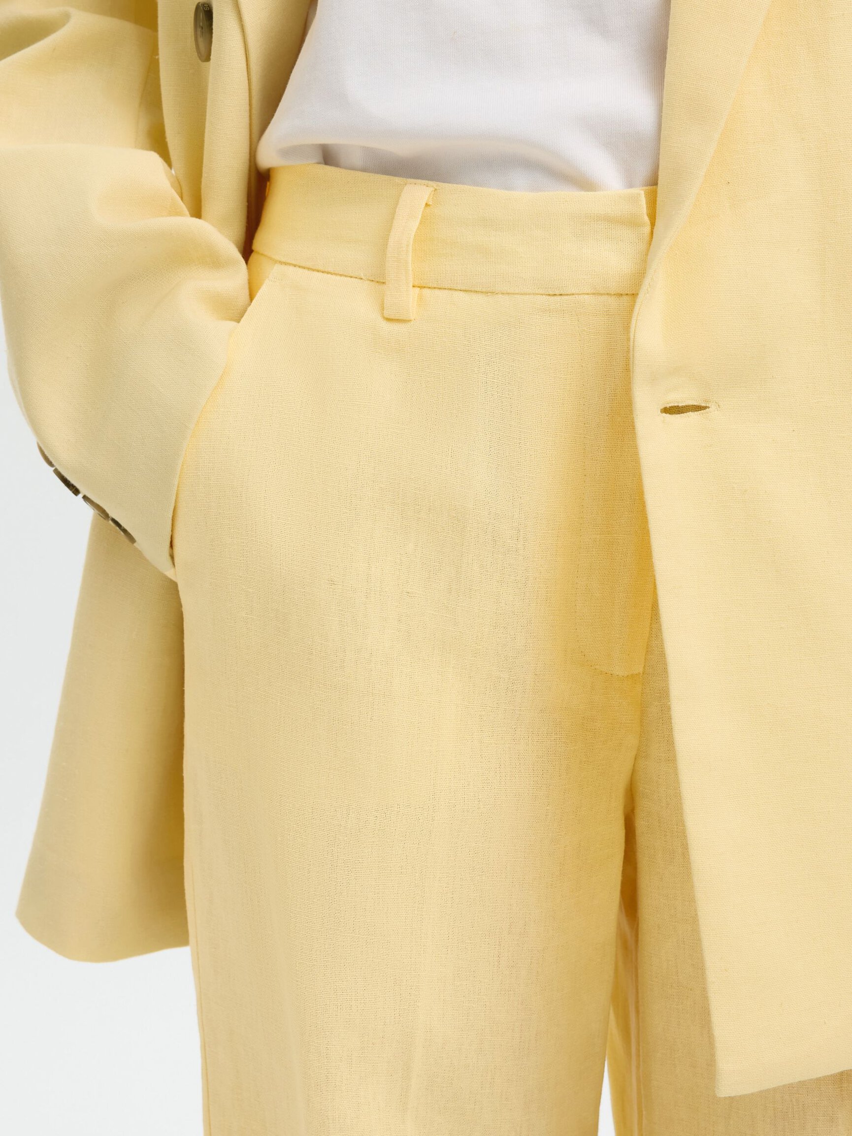 WIDE LINEN BLEND TROUSERS