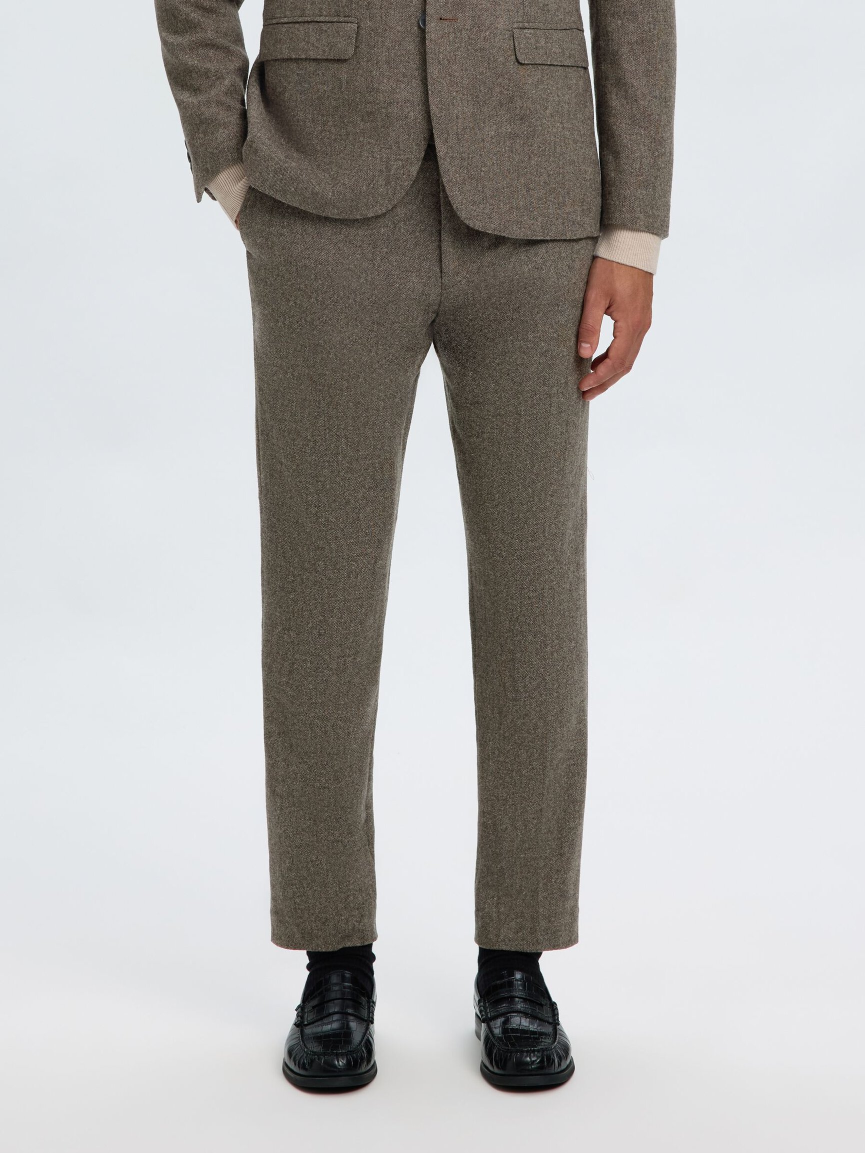 À CARREAUX EN LAINE MÉLANGÉE PANTALON