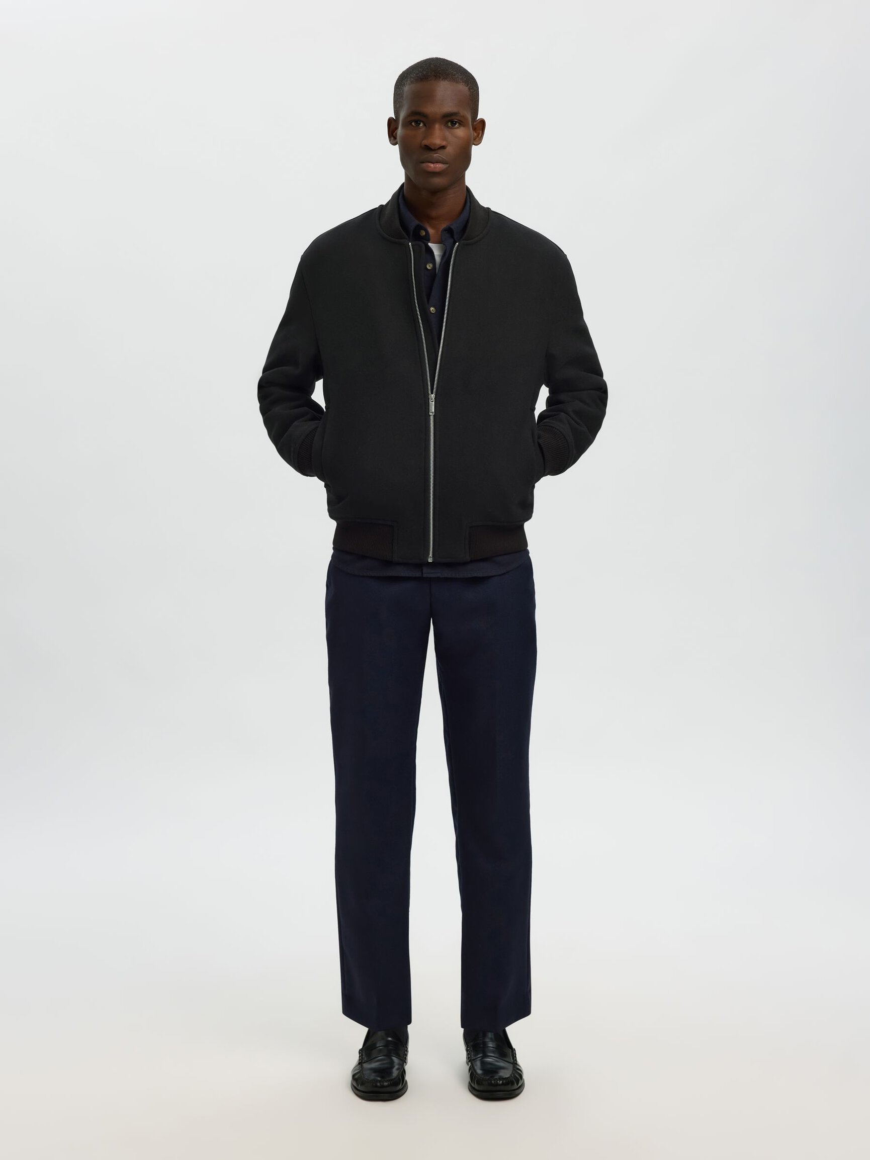 WOOL BLEND BOMBER JACKET