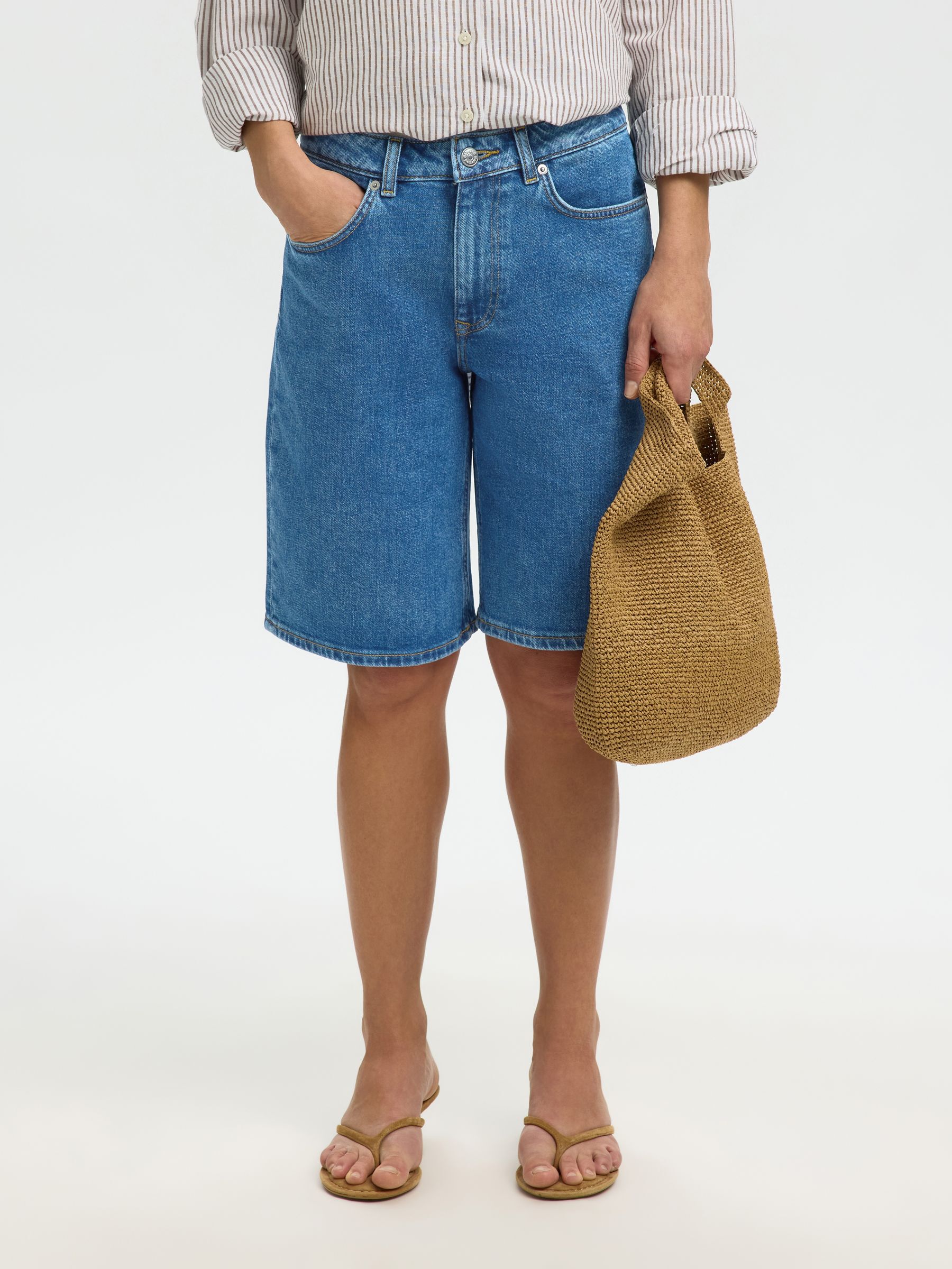 MID WASH DENIM SHORTS