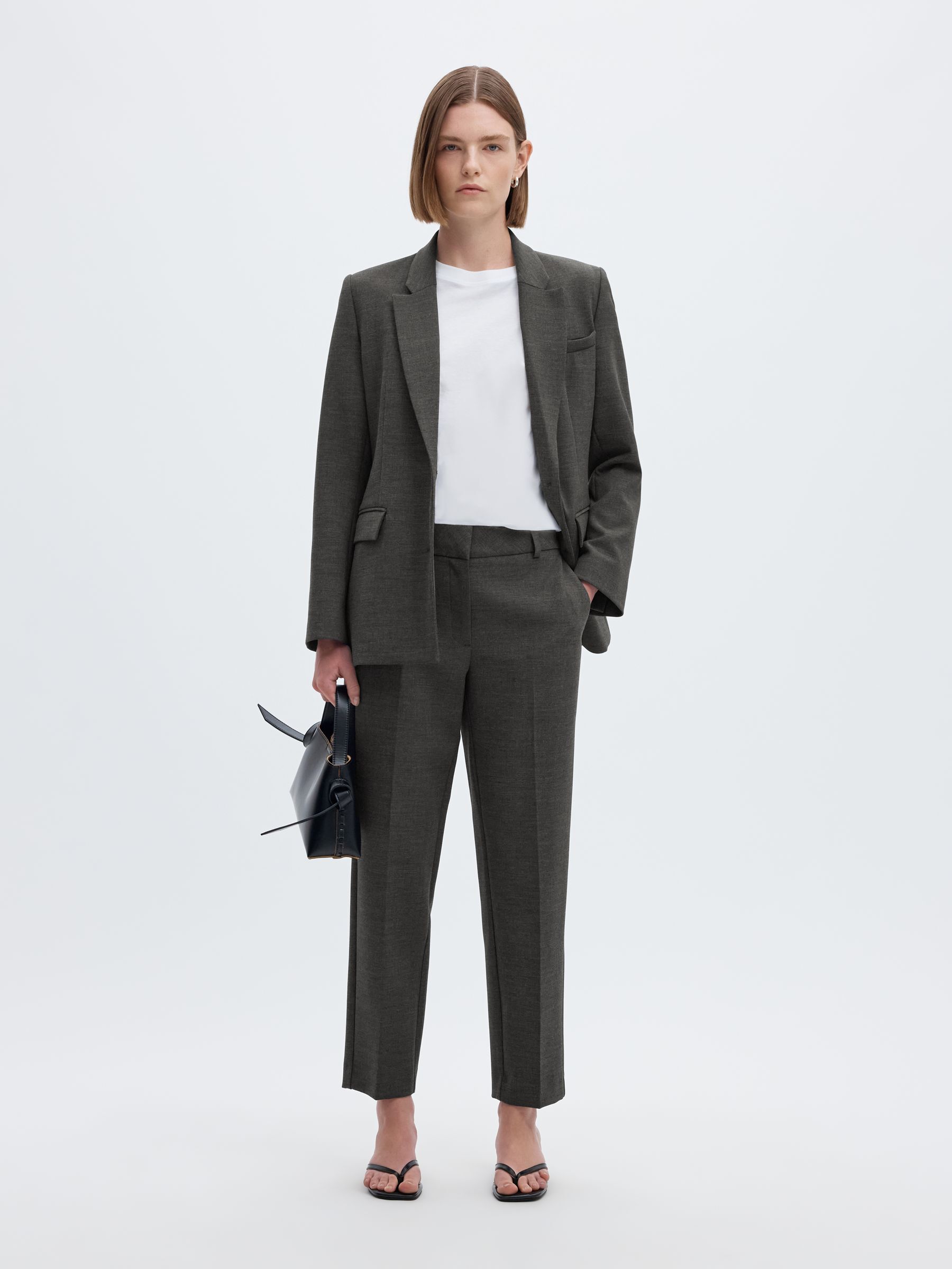 VISCOSE BLEND CROPPED TAPERED TROUSERS