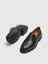 LEATHER LOAFERS, Black, highres