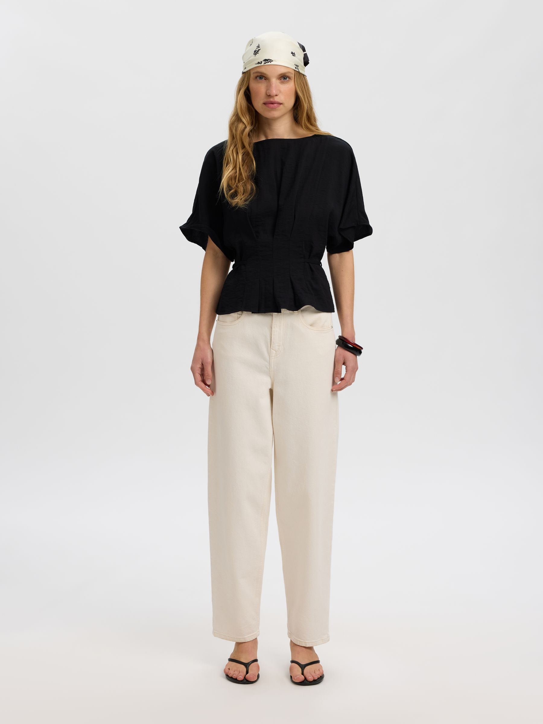 VISCOSE BLEND PLEATED  BLOUSE