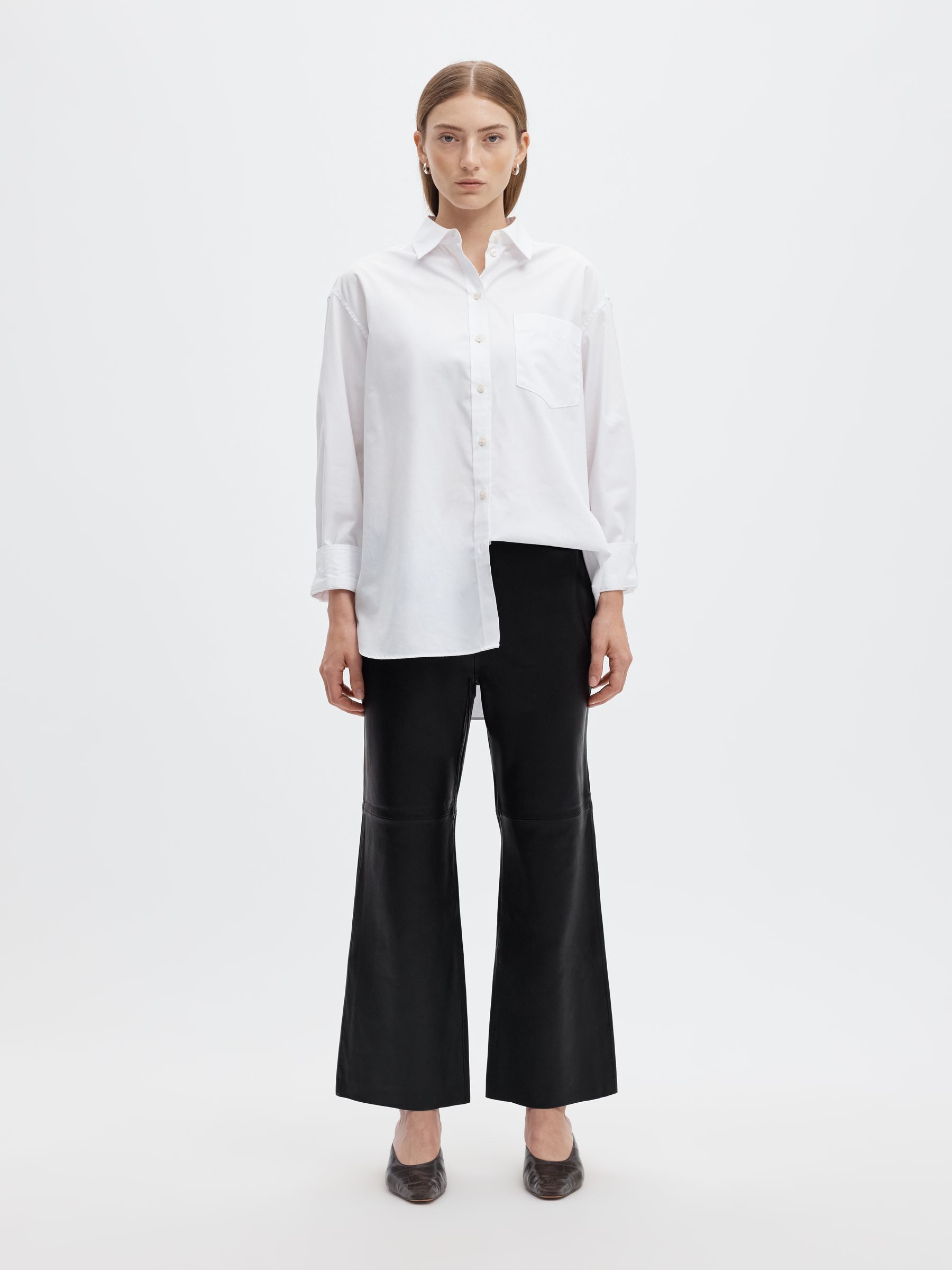 FLARED FIT LEATHER TROUSERS