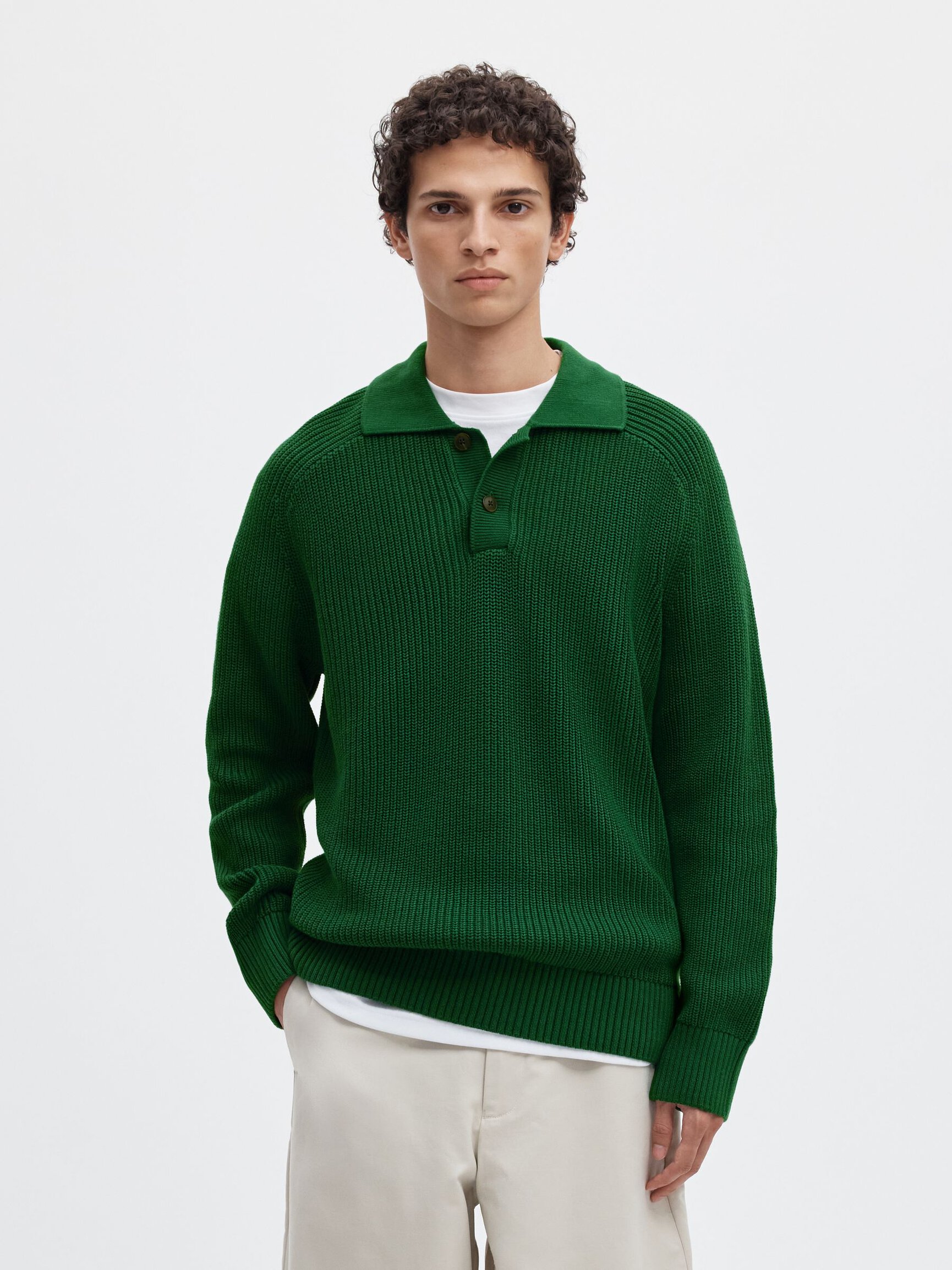 RIBBED KNITTED POLO SHIRT