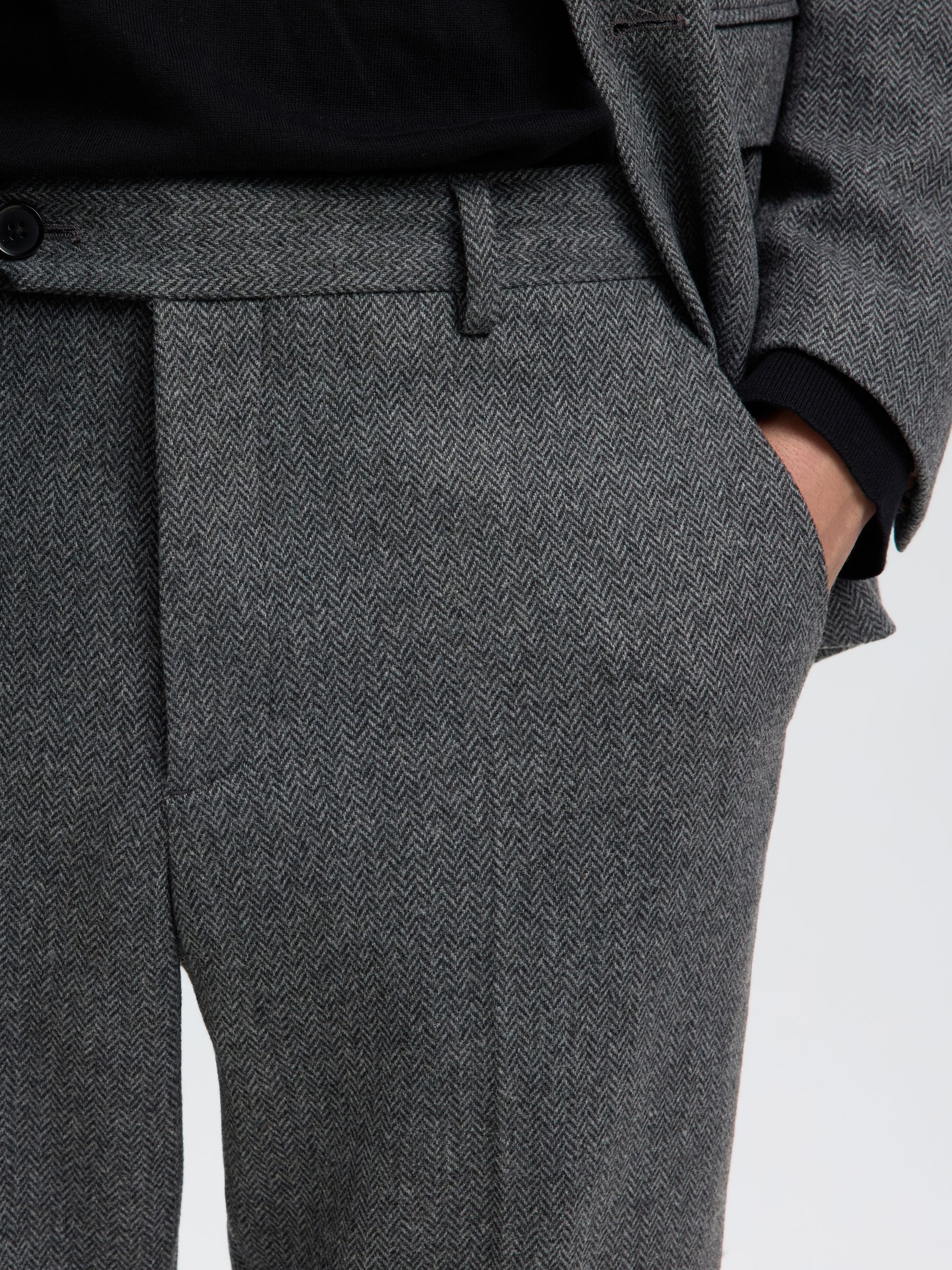 CHECKED WOOL BLEND TROUSERS