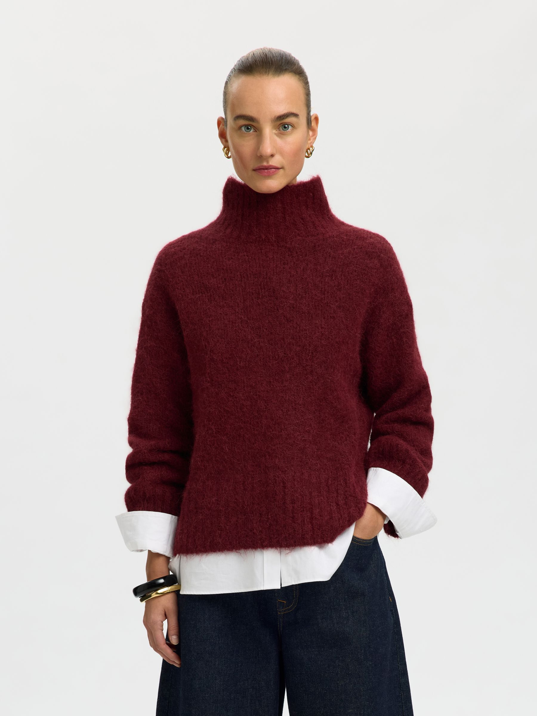 WOOL BLEND HIGH-NECK JUMPER