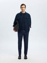 LINNENMIX PANTALON, Dark Navy, highres
