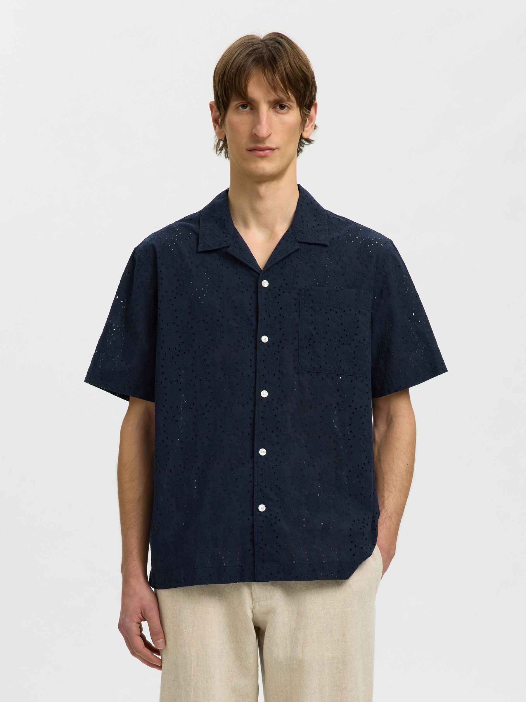 BRODERIE ANGLAISE SHORT SLEEVED SHIRT